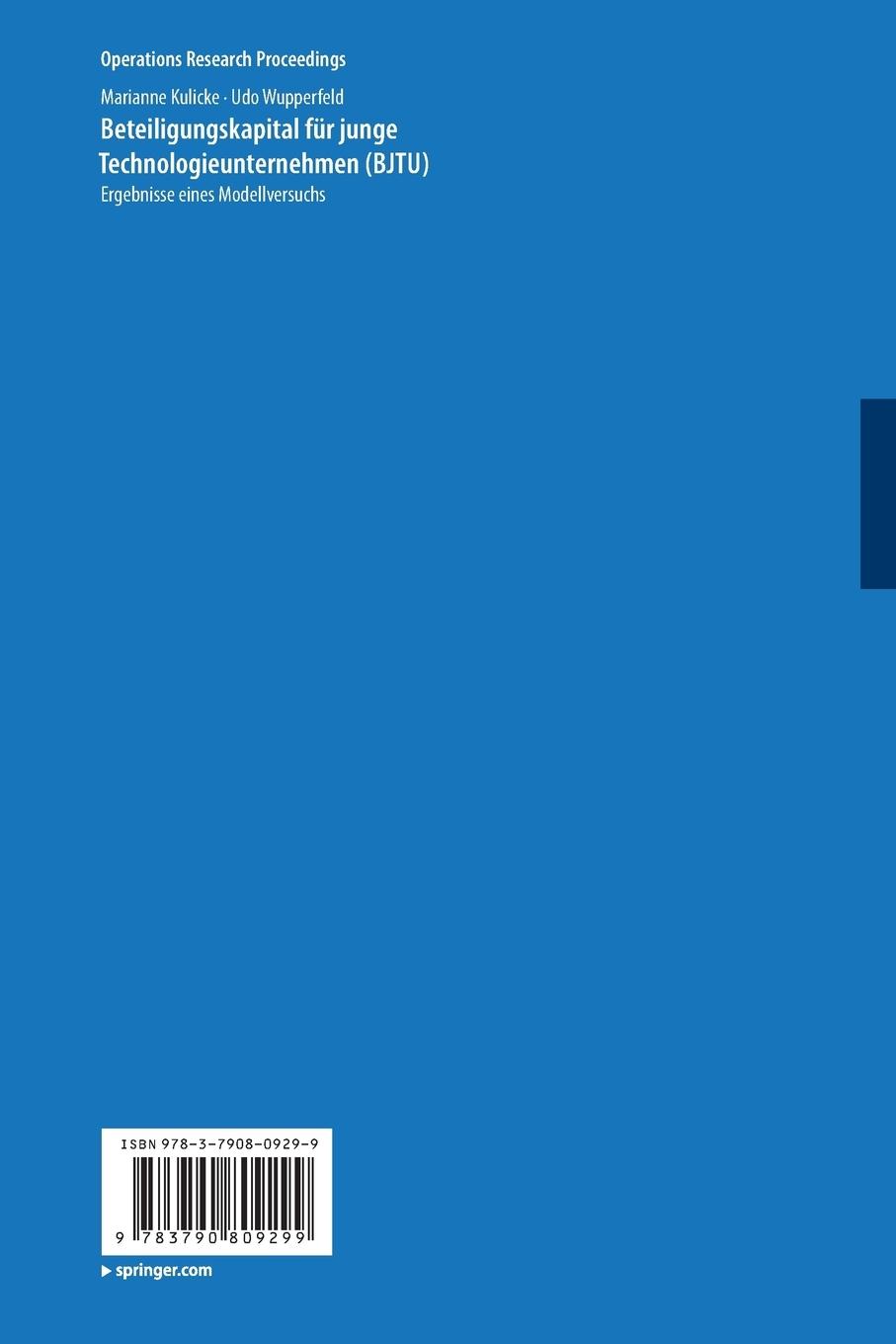 Rückseitencover Beteiligungskapital für junge Technologieunternehmen