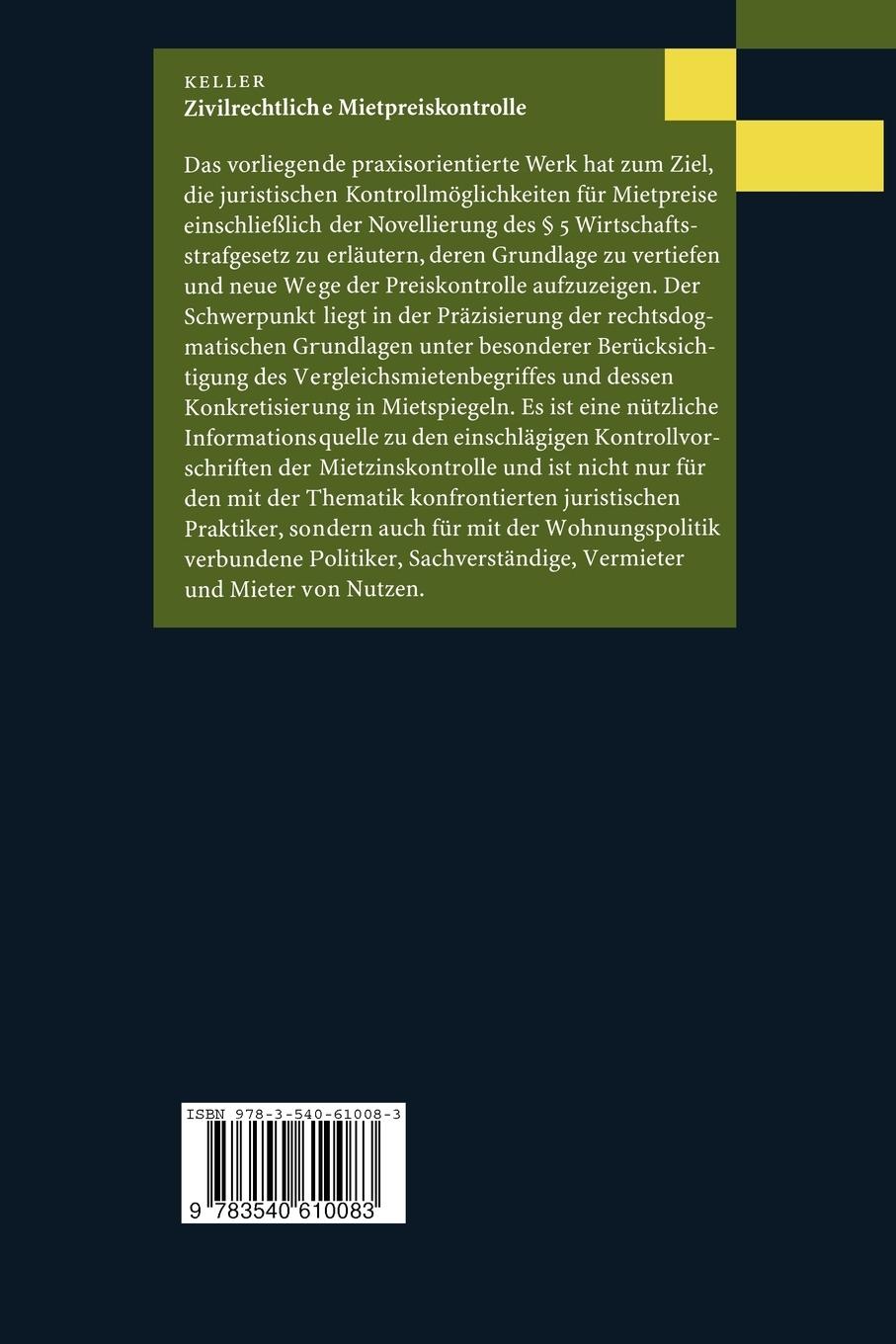 Rückseitencover Zivilrechtliche Mietpreiskontrolle