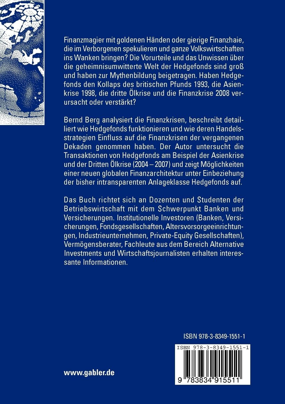 Rückseitencover Finanzkrisen und Hedgefonds
