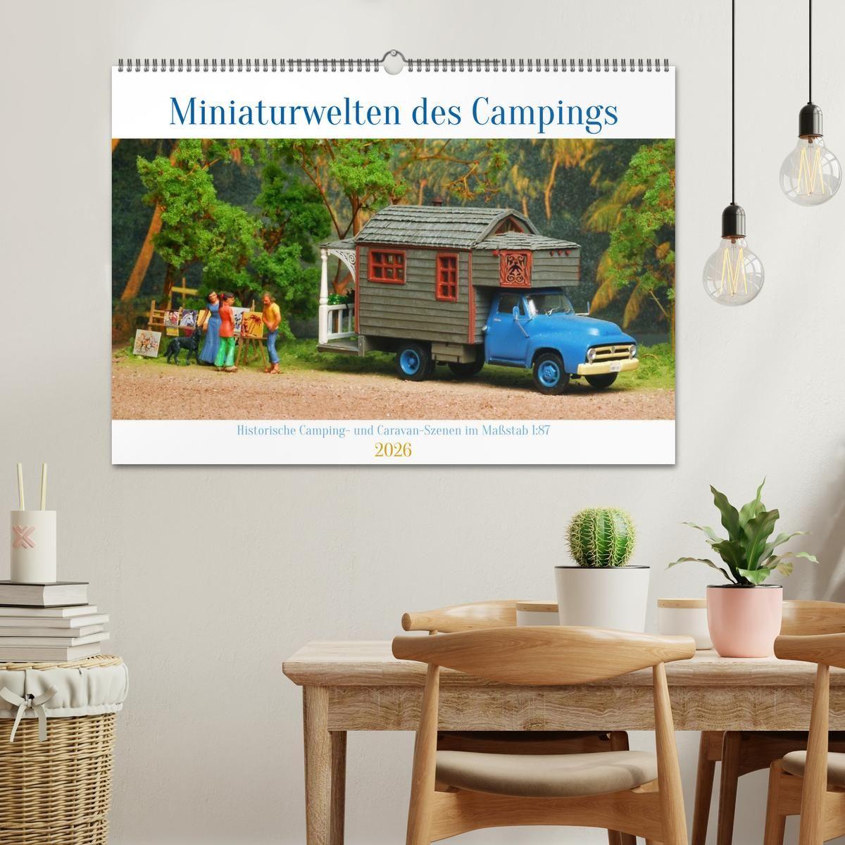 Beispielinhalt (Bild) Miniaturwelten des Campings (Wandkalender 2026 DIN A2 quer), CALVENDO Monatskalender