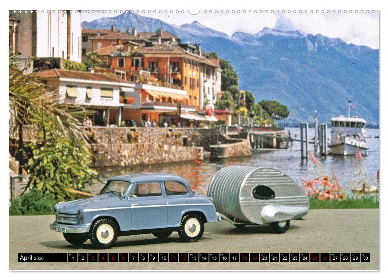 Beispielinhalt (Bild) Miniaturwelten des Campings (hochwertiger Premium Wandkalender 2026 DIN A2 quer), Kunstdruck in Hochglanz