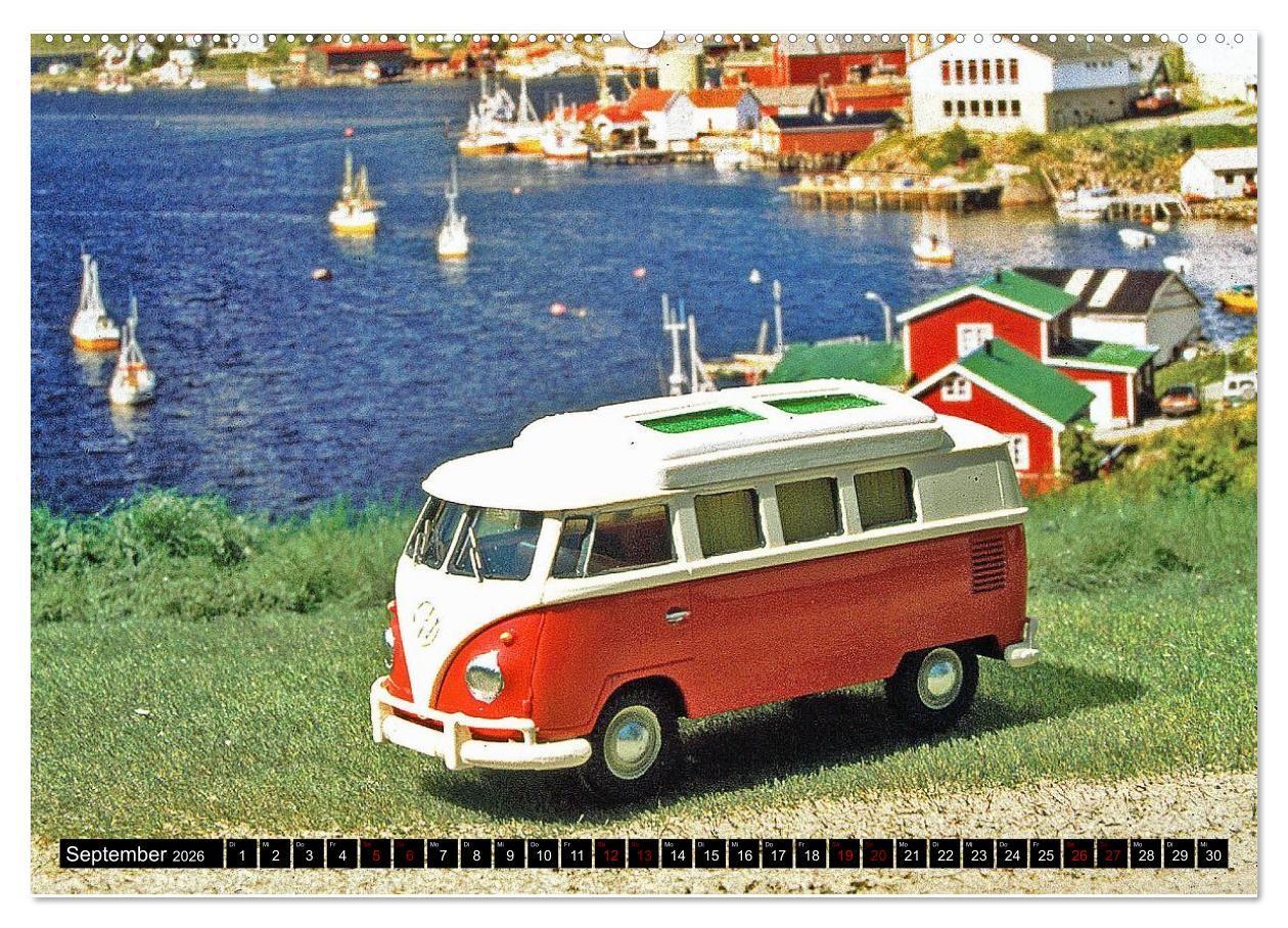 Beispielinhalt (Bild) Miniaturwelten des Campings (hochwertiger Premium Wandkalender 2026 DIN A2 quer), Kunstdruck in Hochglanz