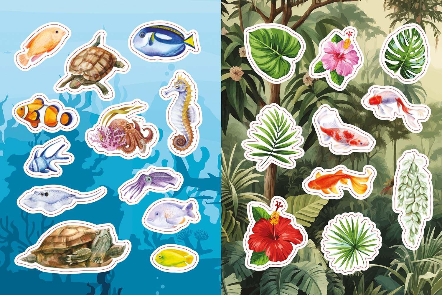 Beispielinhalt (Bild) Flora, Fauna, Pflanzen & Bienen - Stickerbuch