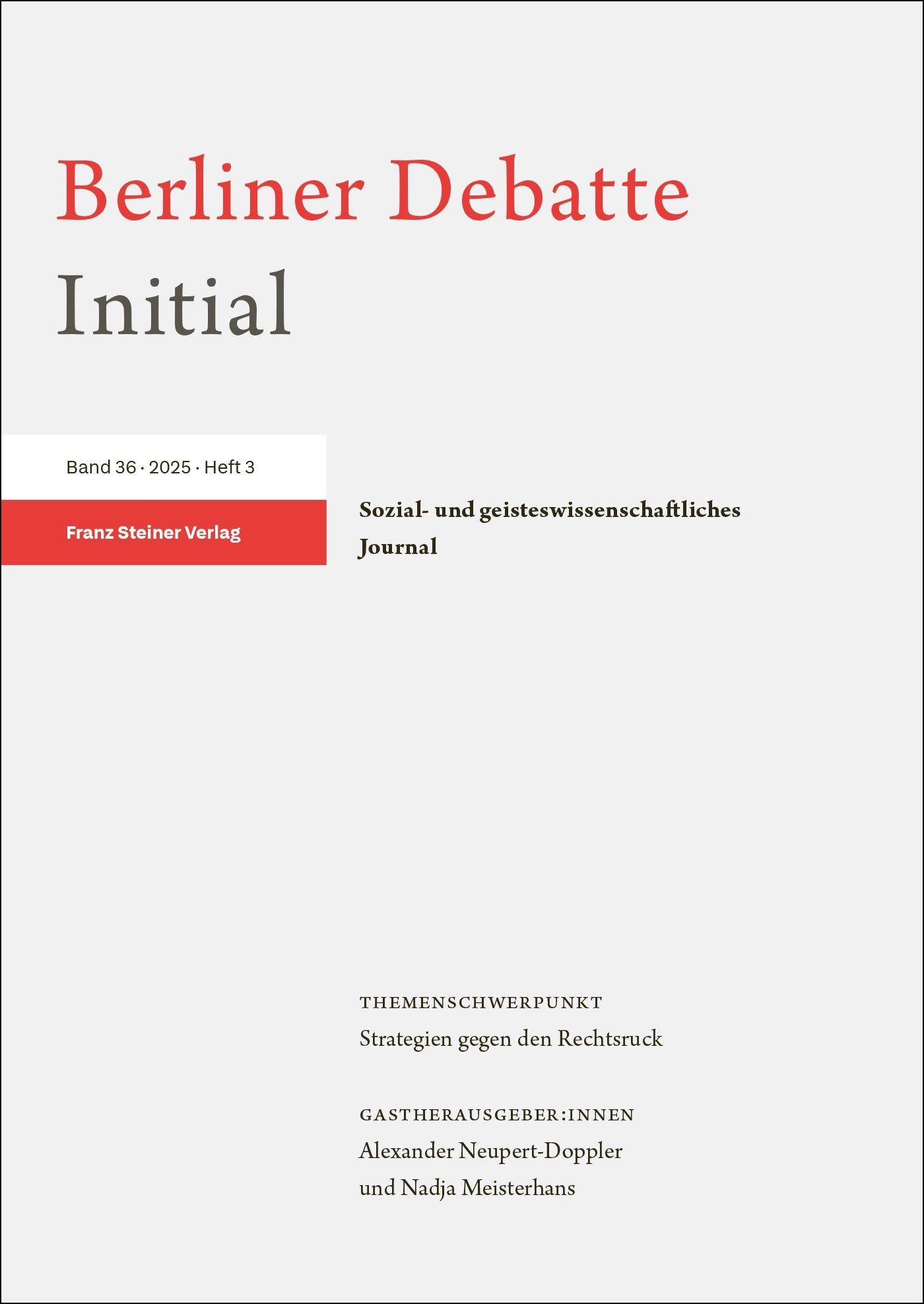Vorderes Coverbild Berliner Debatte Initial 36 (2025) 3