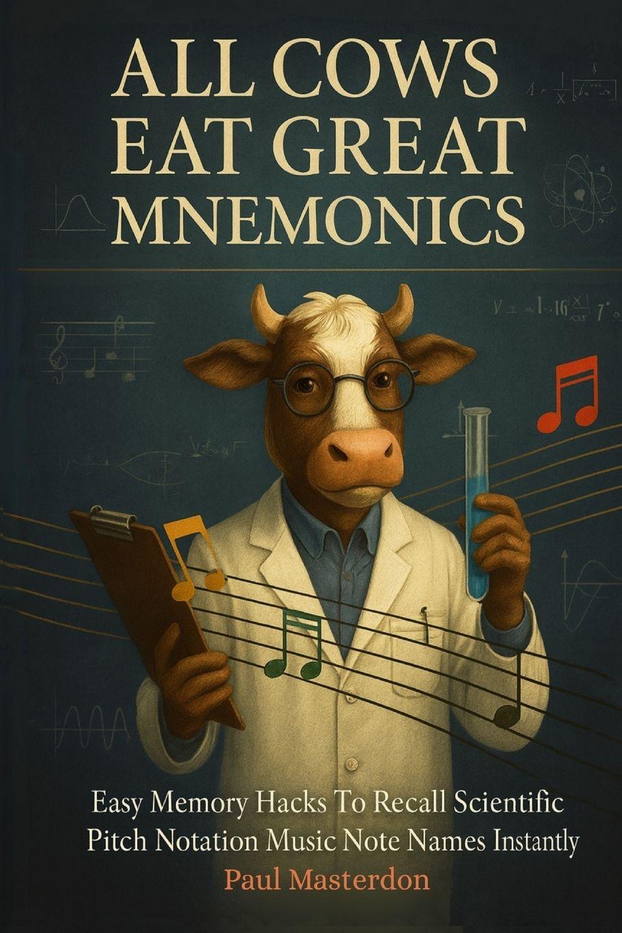 Vorderes Coverbild All Cows Eat Great Mnemonics - Easy Memory Hacks to Recall Scientific Pitch Notation Music Notes Names & Locations Instantly