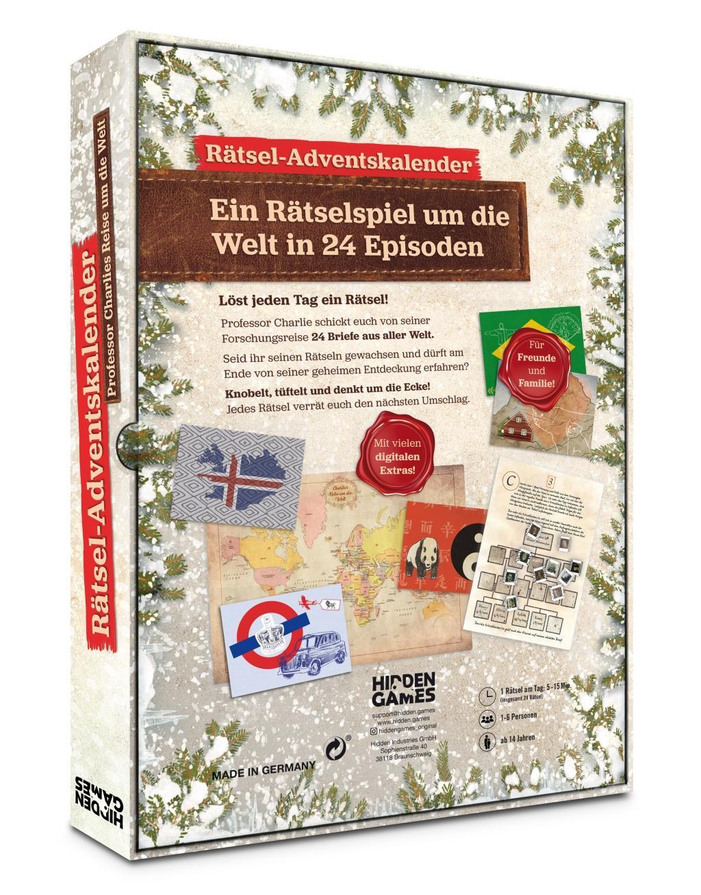 Beispielinhalt (Bild) Hidden Games: Rätsel Adventskalender Professor Charlies Reise um die Welt