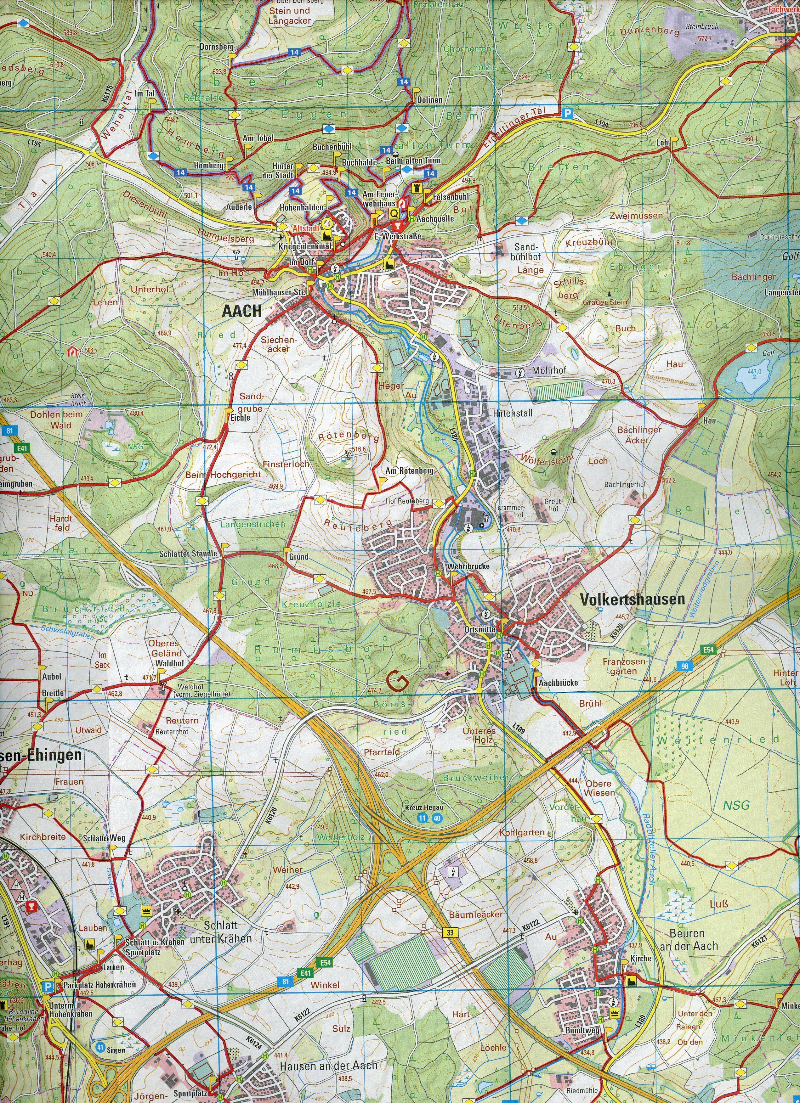 Beispielinhalt (Bild) W268 Wanderkarte 1:25 000 Singen (Hohentwiel)