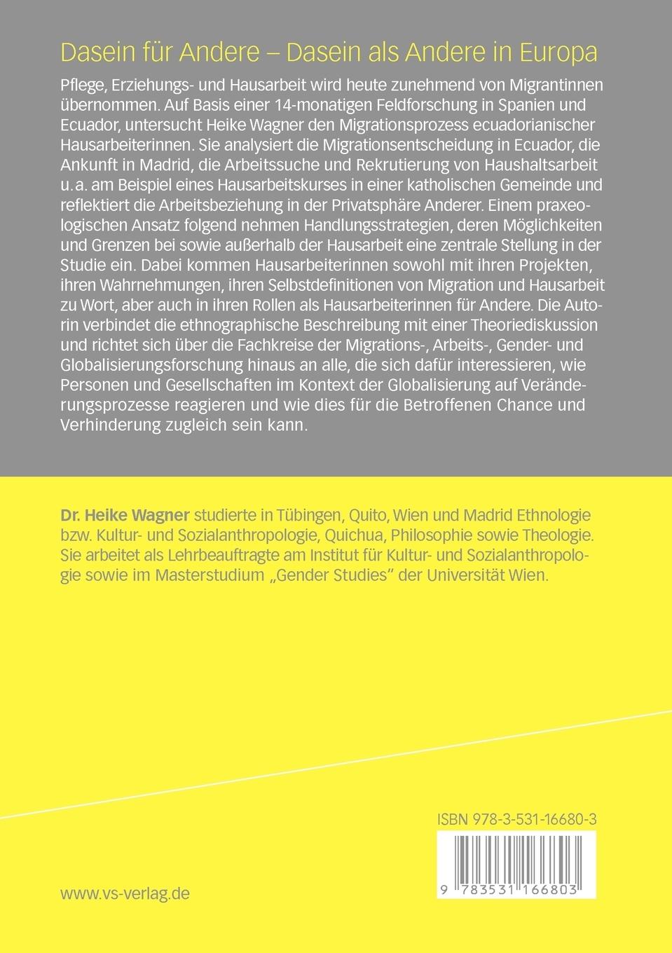 Rückseitencover Dasein für Andere - Dasein als Andere in Europa