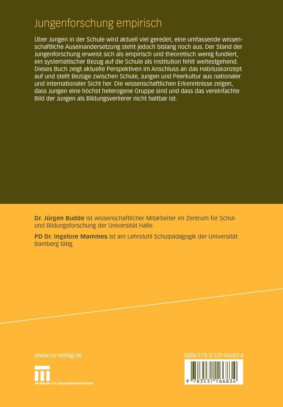 Rückseitencover Jungenforschung empirisch