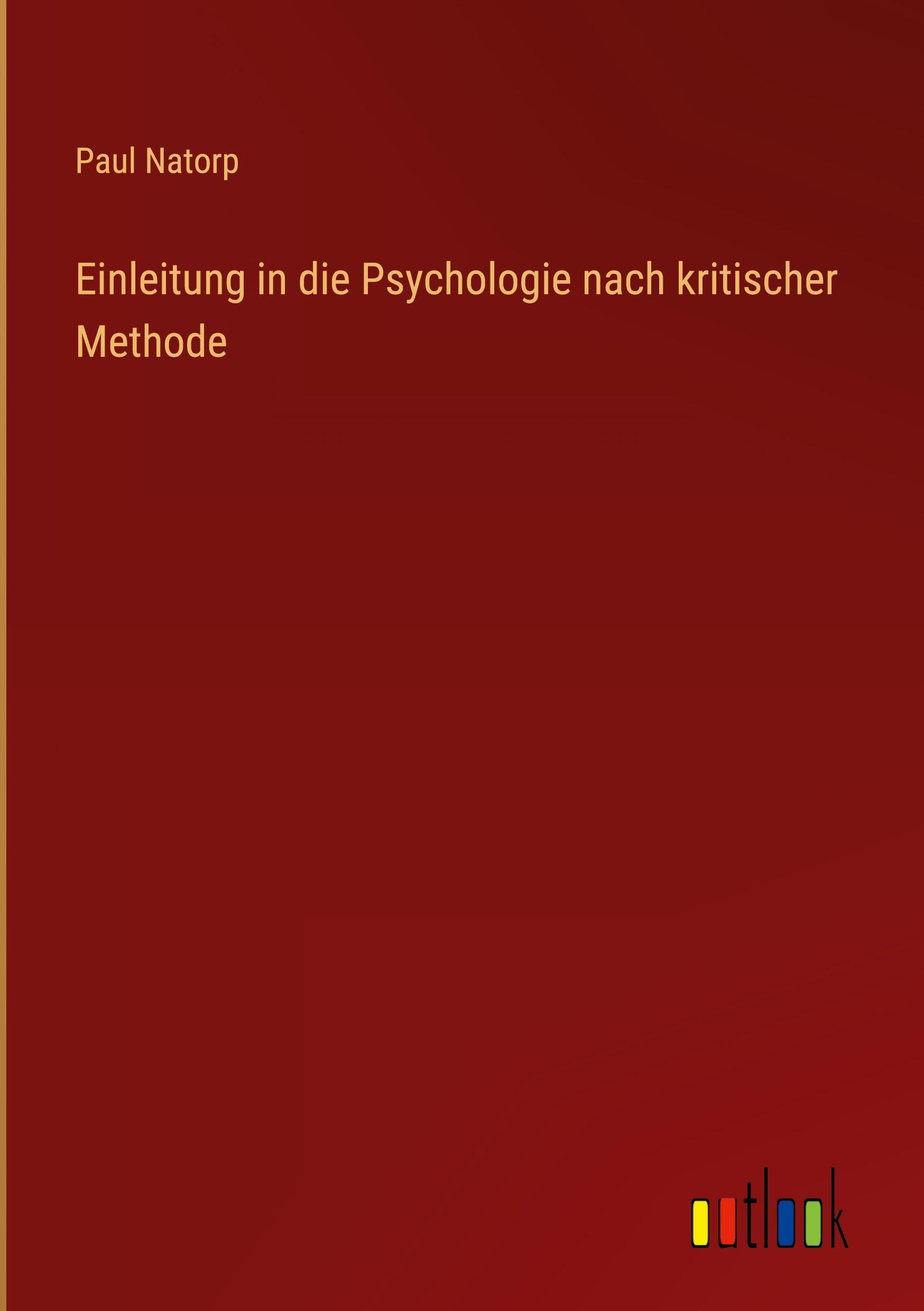 Vorderes Coverbild Einleitung in die Psychologie nach kritischer Methode