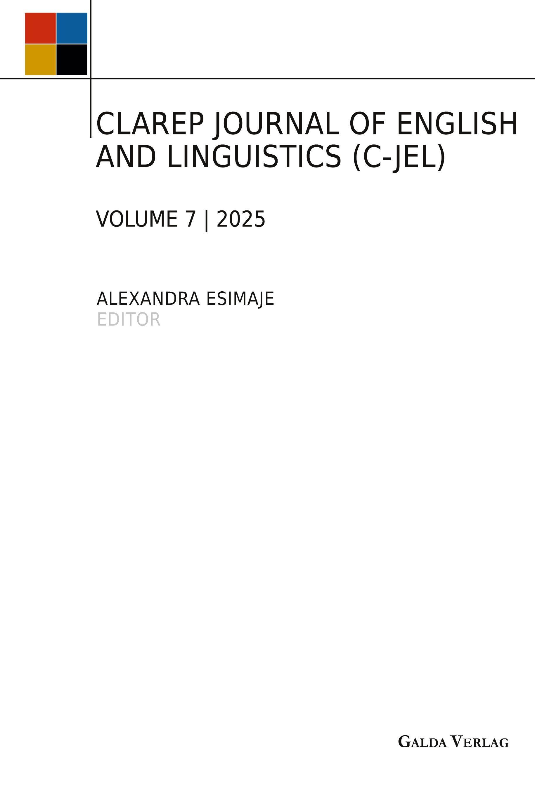 Vorderes Coverbild CLAREP JOURNAL OF ENGLISH AND LINGUISTICS (C-JEL)