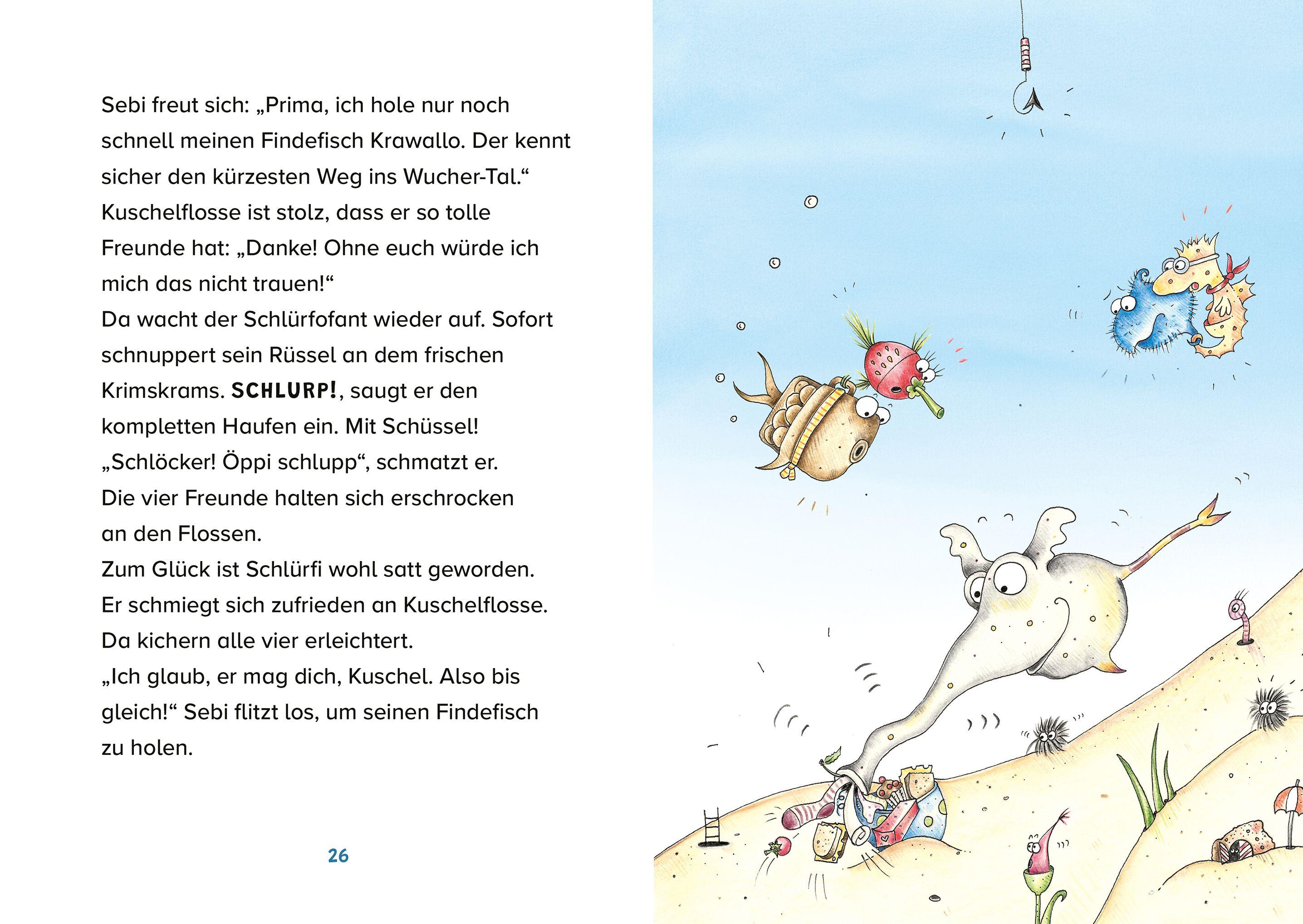 Beispielinhalt (Bild) Kuschelflosse - Abenteuer tief im Meer - Der rätselhafte Schlürfofant