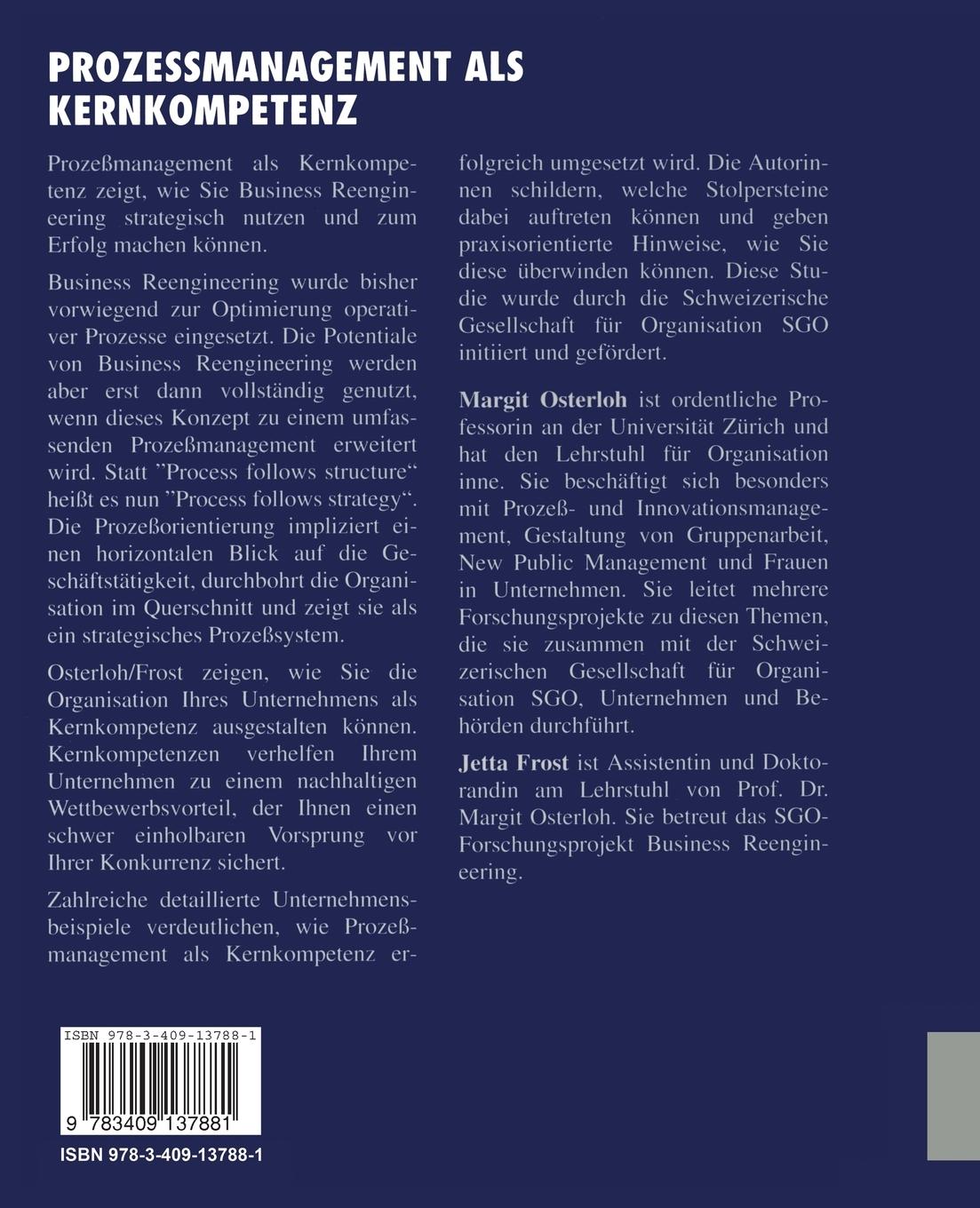 Rückseitencover Prozeßmanagement als Kernkompetenz