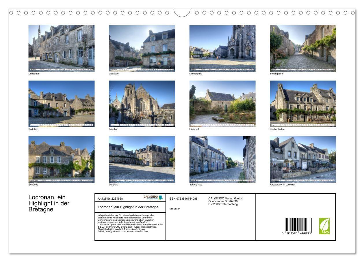 Beispielinhalt (Bild) Locronan, ein Highlight in der Bretagne (Wandkalender 2026 DIN A3 quer), CALVENDO Monatskalender