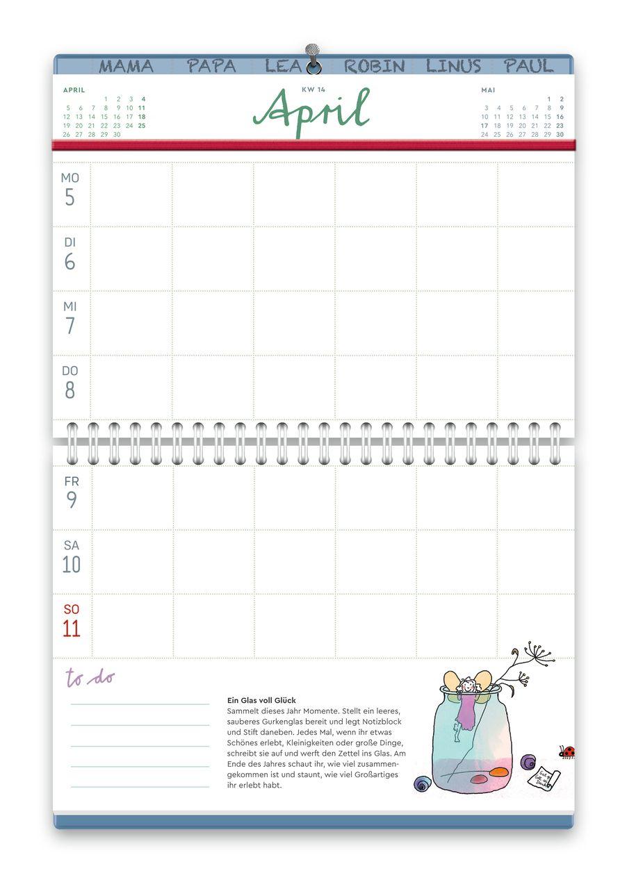 Beispielinhalt (Bild) vergissmeinnicht 2027 - Der Familienkalender für Hand und Wand