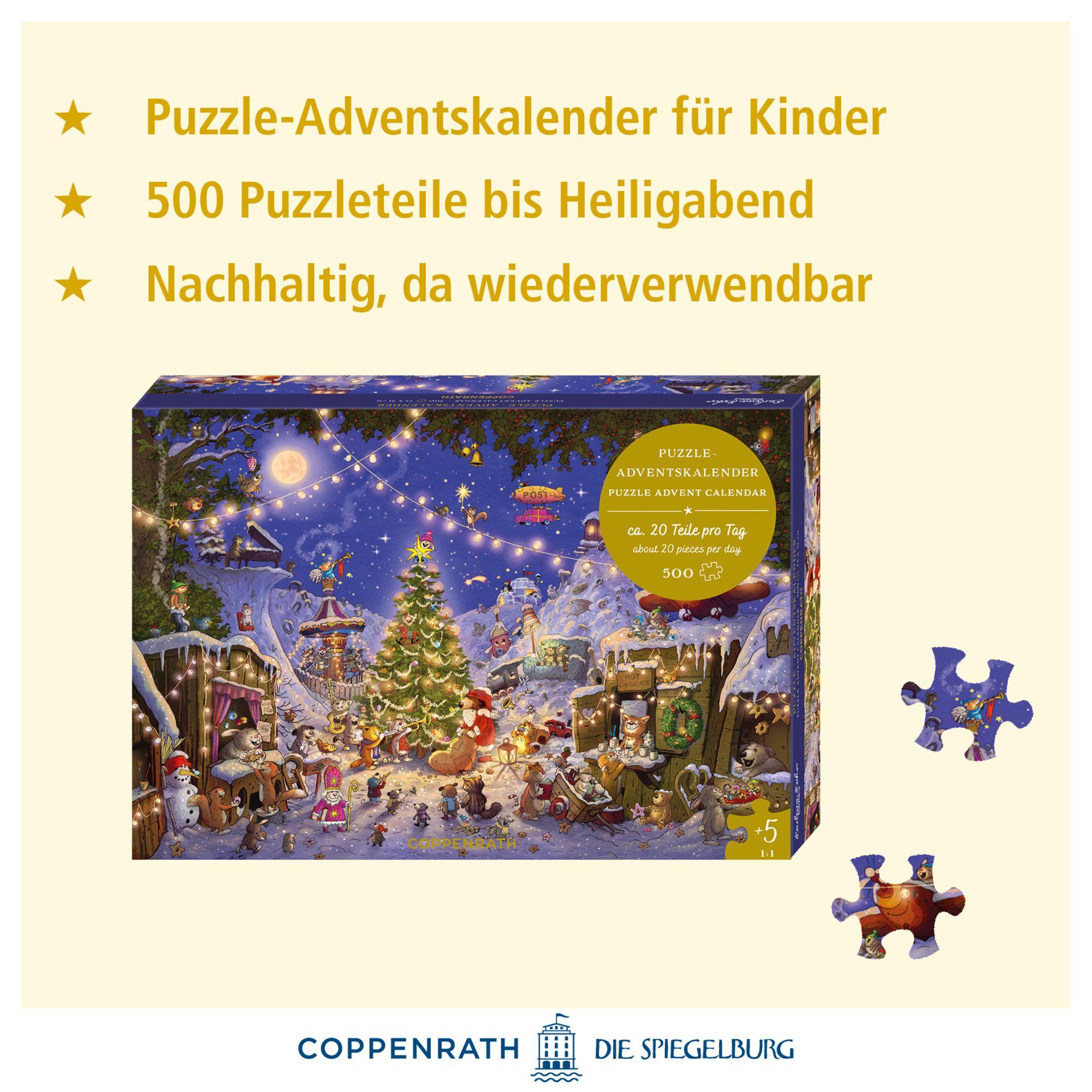 Beispielinhalt (Bild) Puzzle-Adventskalender - Weihnachtsmarkt der Tiere