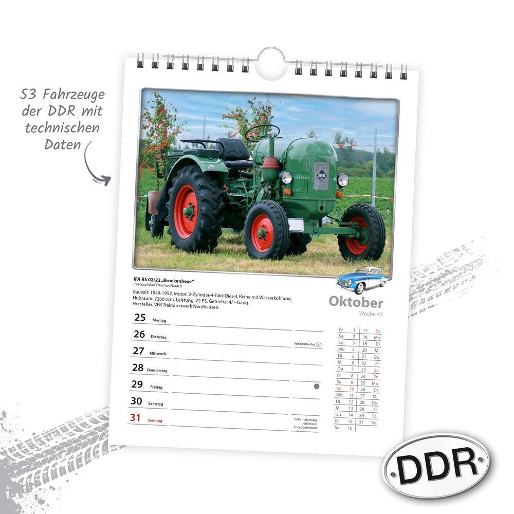 Beispielinhalt (Bild) TRÖTSCH - Wochenkalender zum Hängen DDR-Fahrzeuge 2027