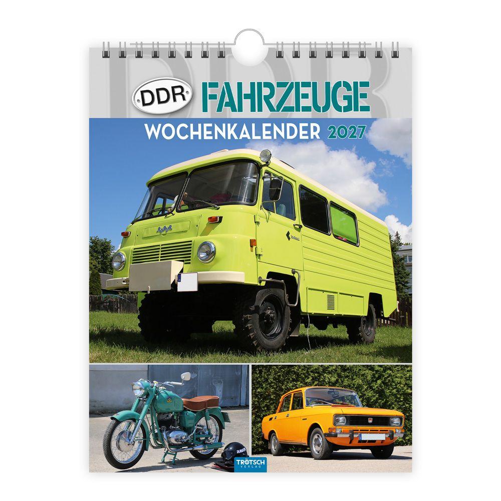 Vorderes Coverbild TRÖTSCH - Wochenkalender zum Hängen DDR-Fahrzeuge 2027