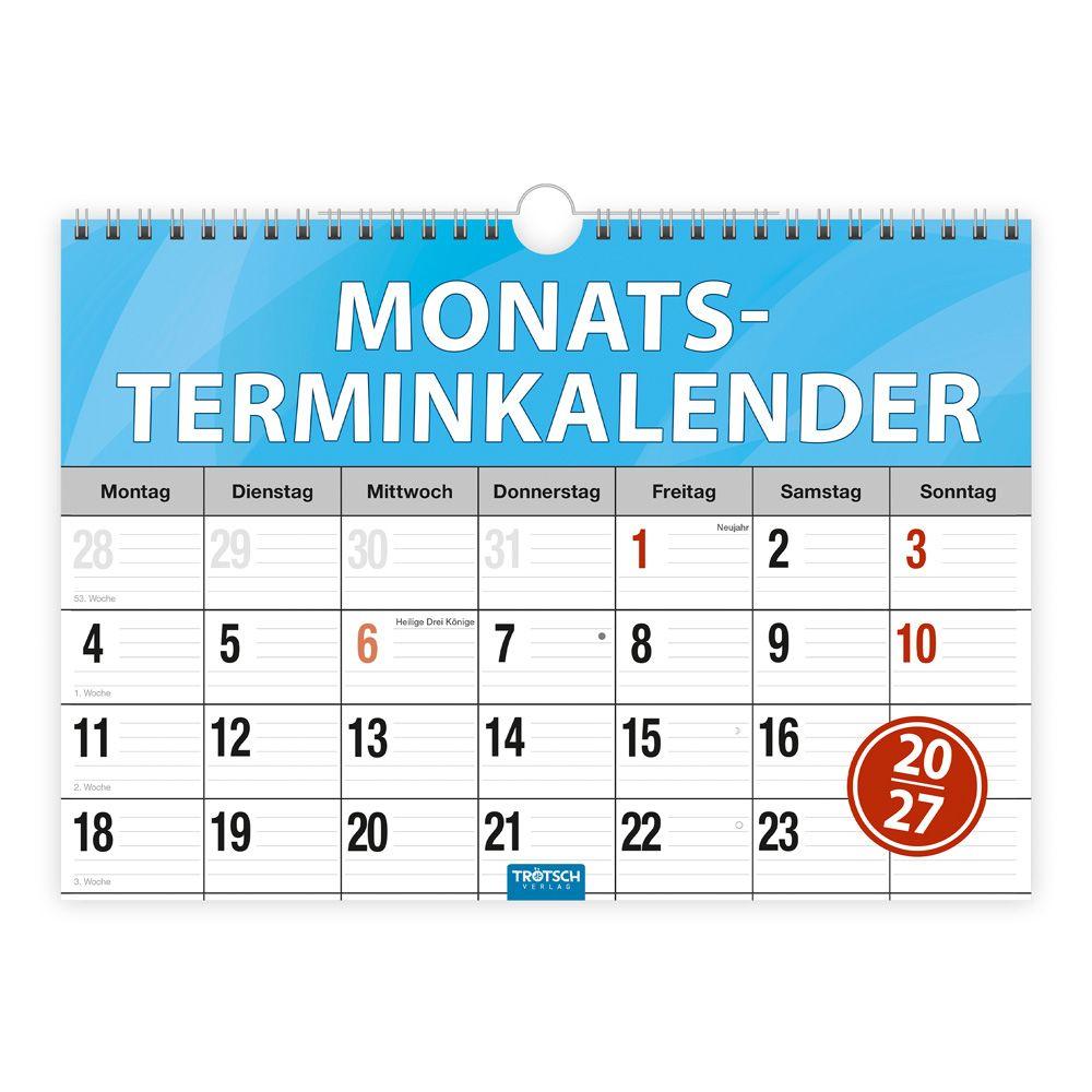Vorderes Coverbild TRÖTSCH - Monatsterminer Monatsterminkalender 2027 mit Wire-O-Bindung