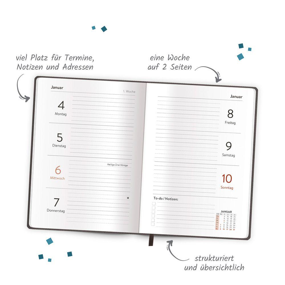 Beispielinhalt (Bild) TRÖTSCH - Taschenkalender A6 Soft Touch Anthrazit 2027