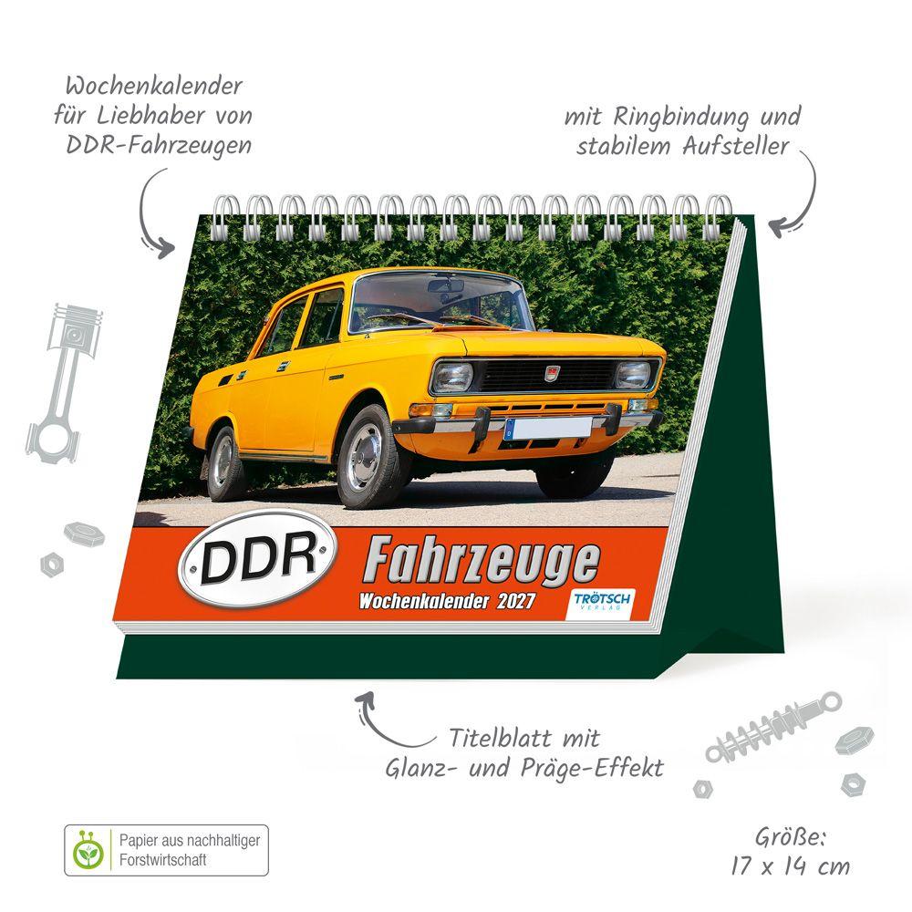 Beispielinhalt (Bild) TRÖTSCH - Aufstellwochenkalender DDR Fahrzeuge 2027