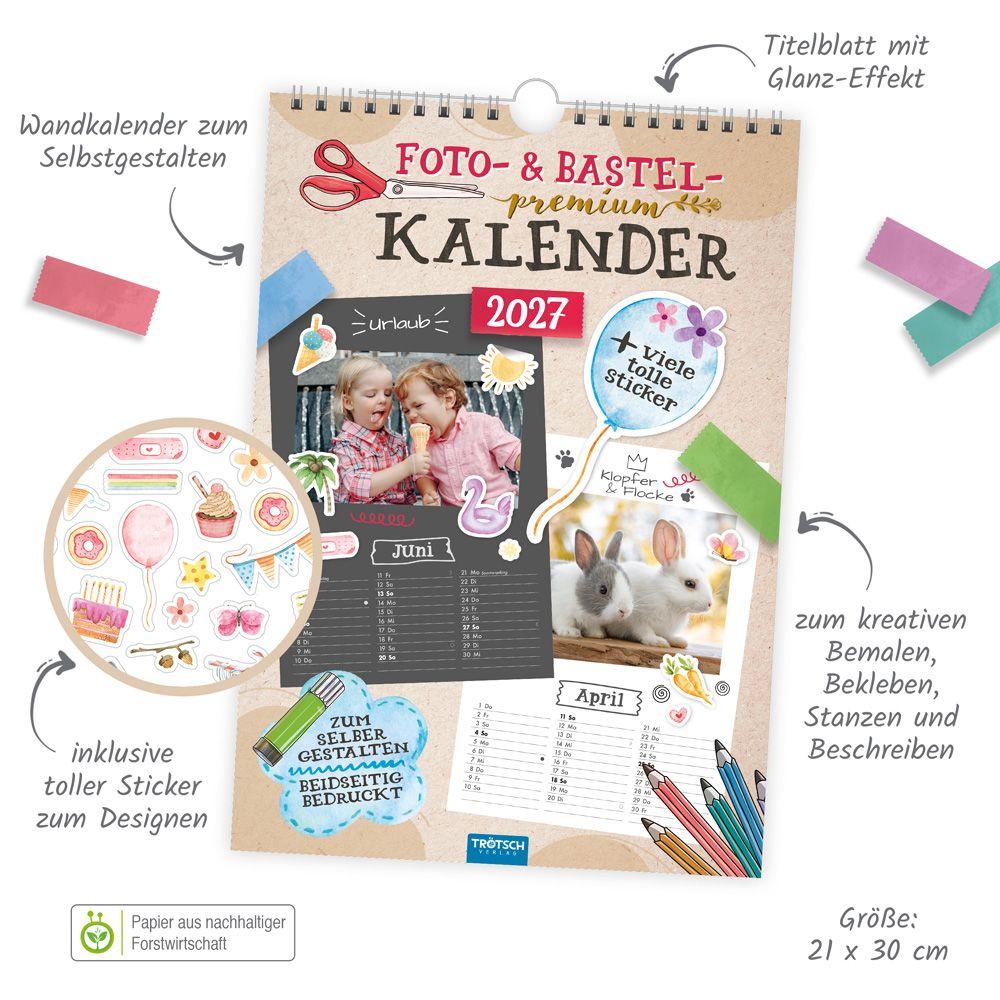 Beispielinhalt (Bild) TRÖTSCH - Foto- und Bastelkalender Premium A4 2027 mit vielen Stickern