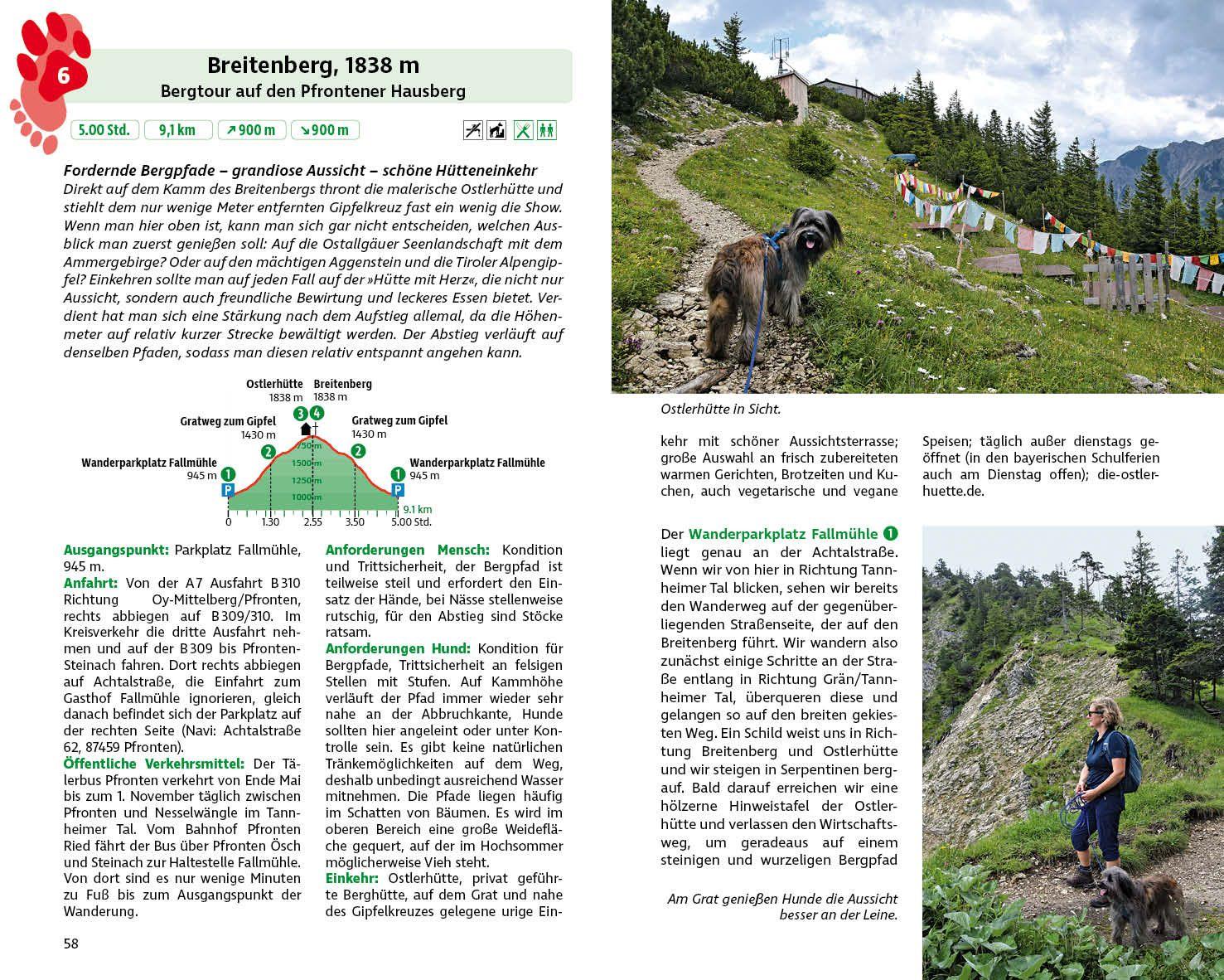 Beispielinhalt (Bild) ROTHER Wanderbuch Wandern mit Hund Allgäu. mit Tannheimer Tal und Kleinwalsertal. 40 Vierbeiner-Touren