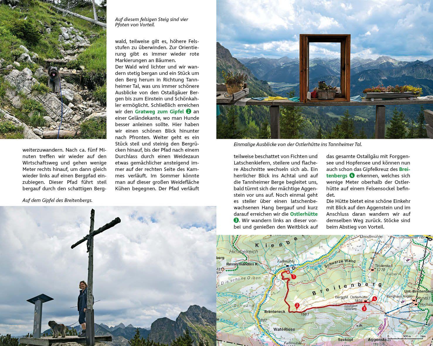 Beispielinhalt (Bild) ROTHER Wanderbuch Wandern mit Hund Allgäu. mit Tannheimer Tal und Kleinwalsertal. 40 Vierbeiner-Touren