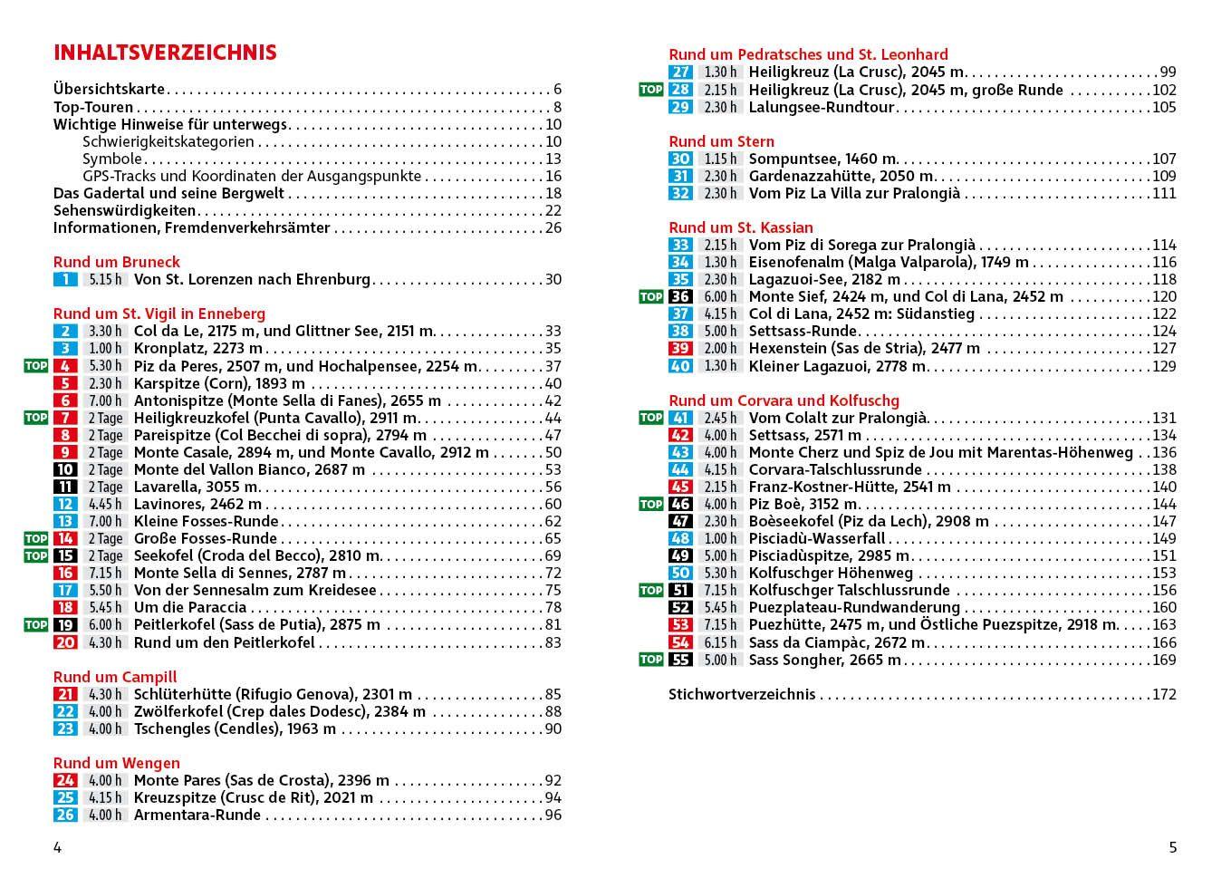 Beispielinhalt (Bild) ROTHER Wanderführer Dolomiten - Gadertal: 55 Touren im Val Badia und in den Naturparks Puez-Geisler und Fanes-Sennes-Prags.