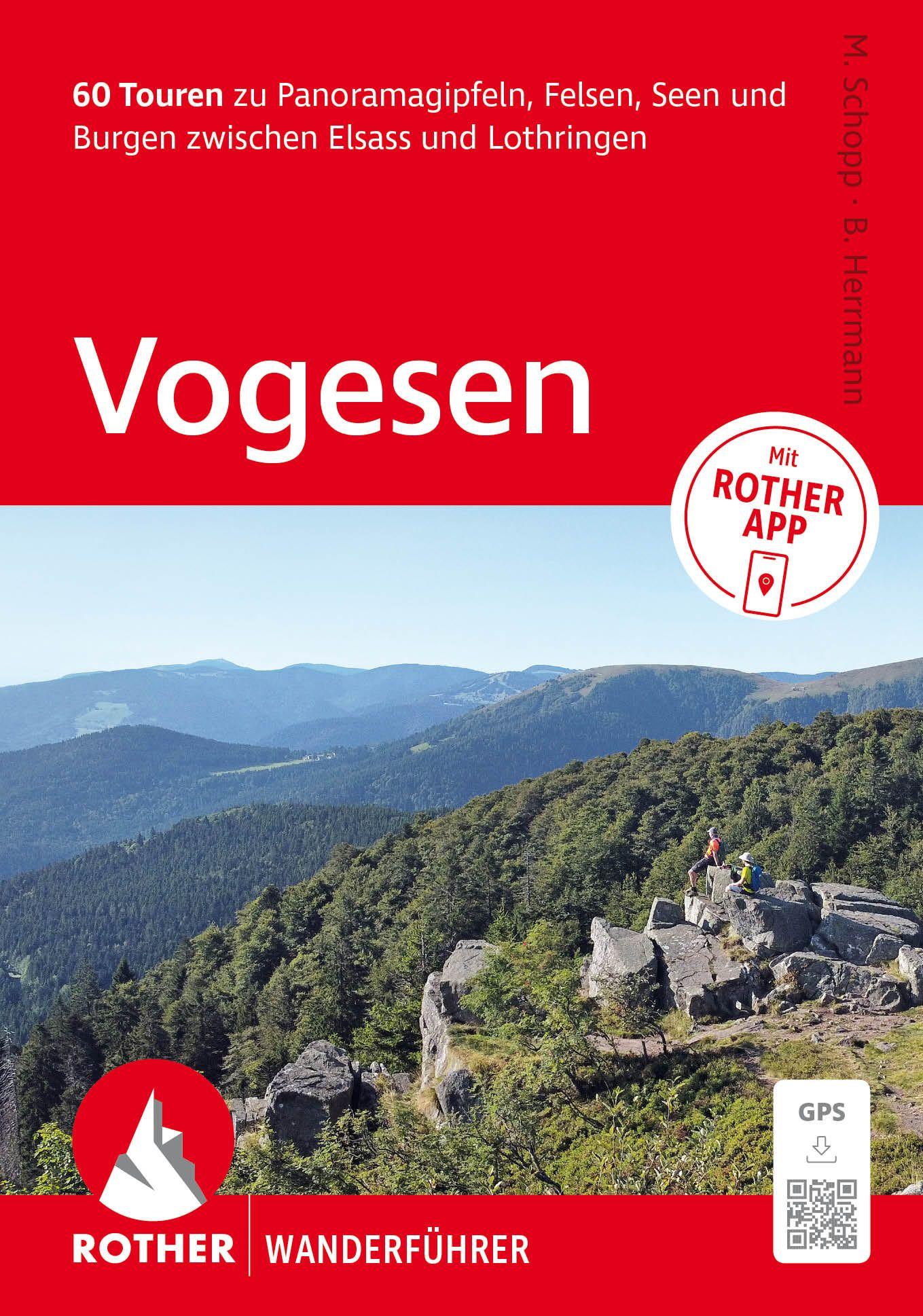 Vorderes Coverbild ROTHER Wanderführer Vogesen. 60 Touren zu Panoramagipfeln, Felsen, Seen und Burgen zwischen Elsass und Lothringen