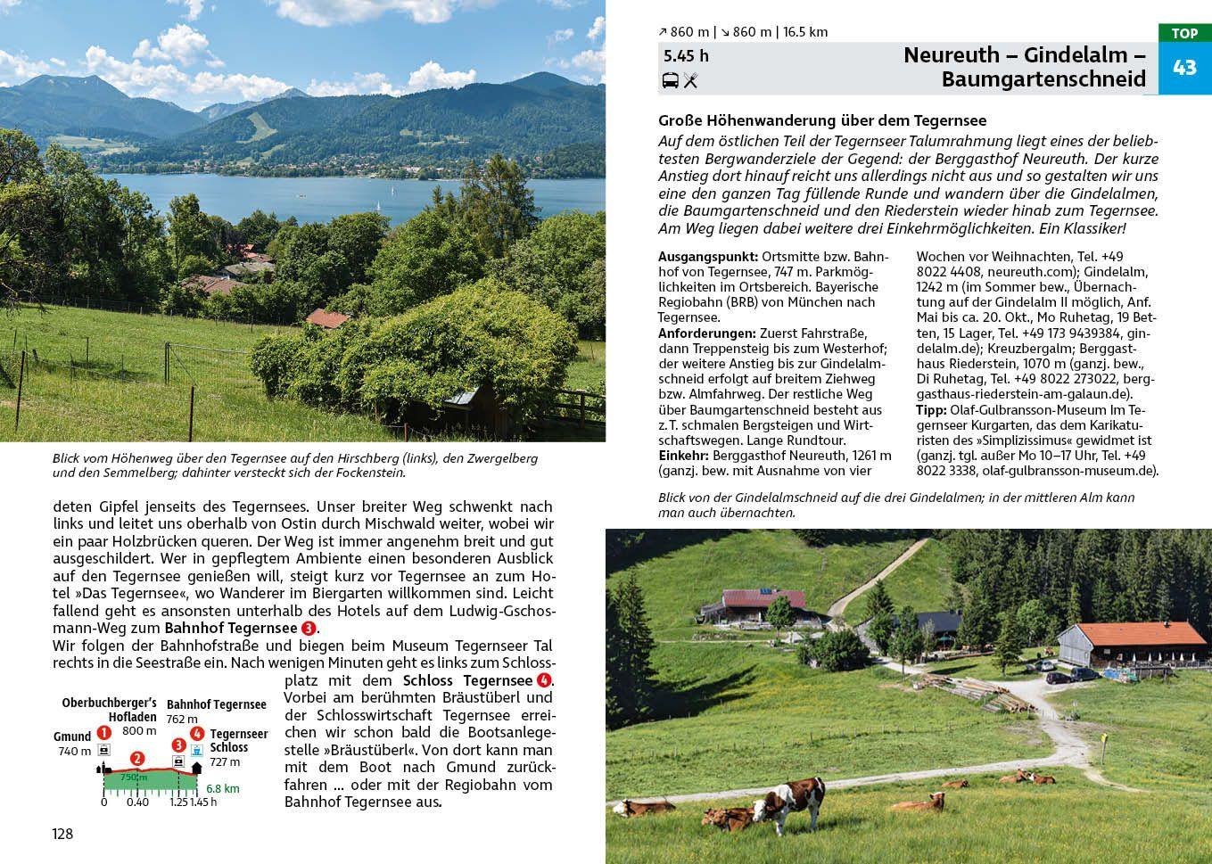 Beispielinhalt (Bild) ROTHER Wanderführer Tegernsee, Schliersee, Spitzingsee. 60 Touren in den Bayerischen Voralpen zwischen Isar und Inn