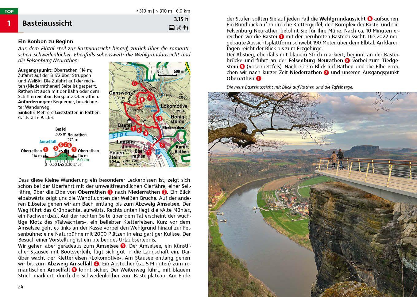Beispielinhalt (Bild) ROTHER Wanderführer Elbsandsteingebirge. 58 Touren in der Sächsischen Schweiz - mit Malerweg und Stiegen