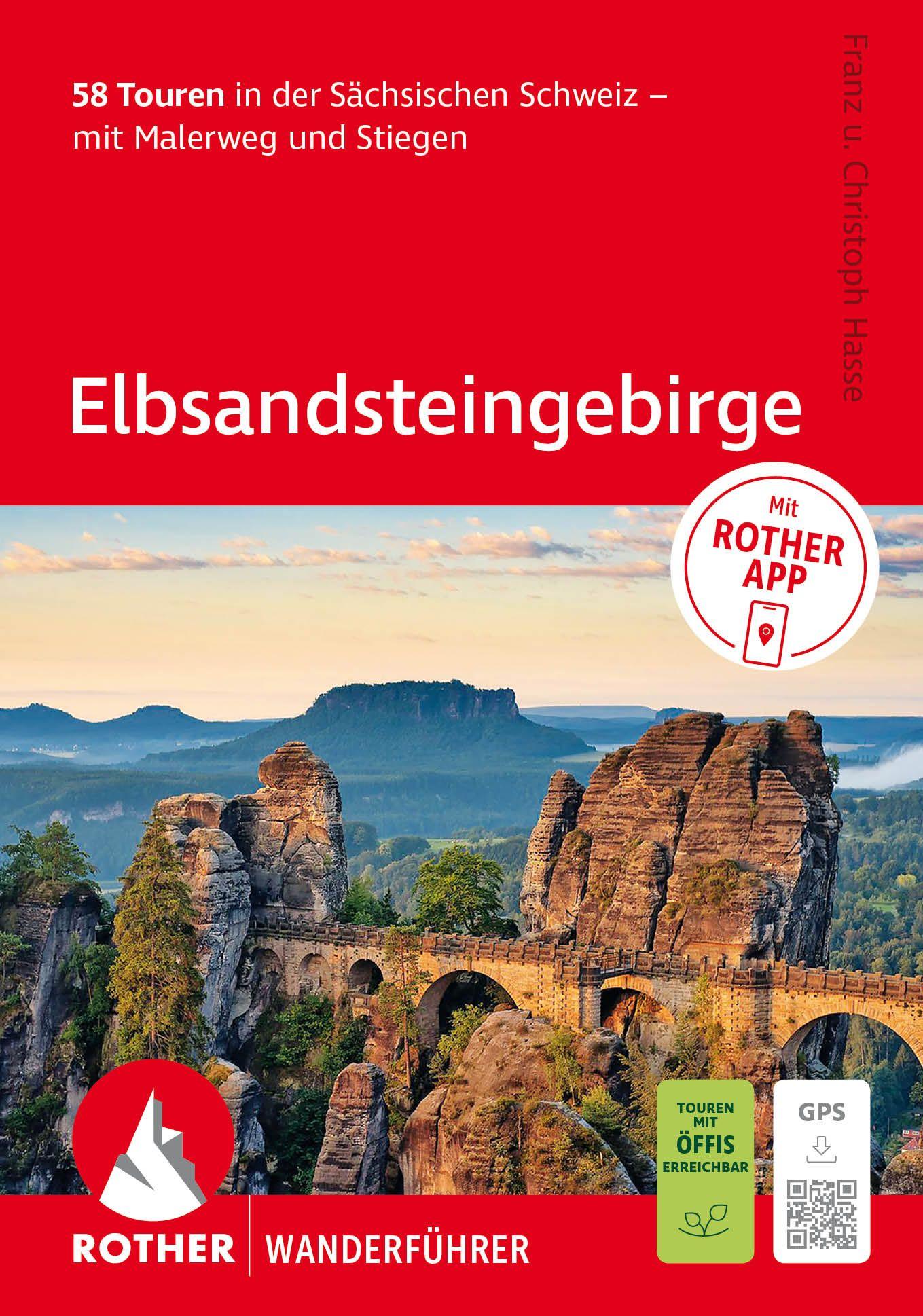 Vorderes Coverbild ROTHER Wanderführer Elbsandsteingebirge. 58 Touren in der Sächsischen Schweiz - mit Malerweg und Stiegen