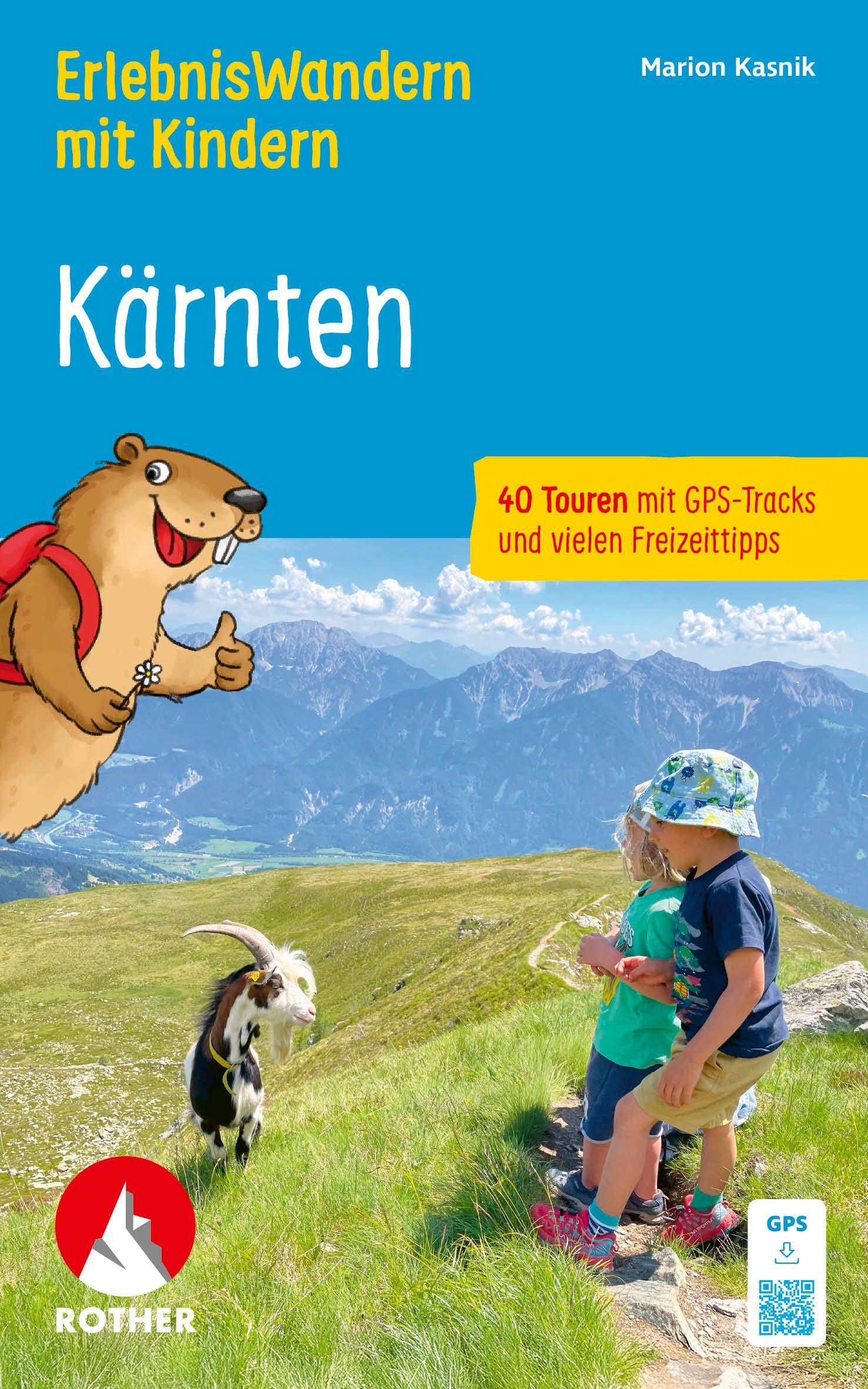 Vorderes Coverbild ROTHER Wanderbuch ErlebnisWandern mit Kindern Kärnten. 40 Touren