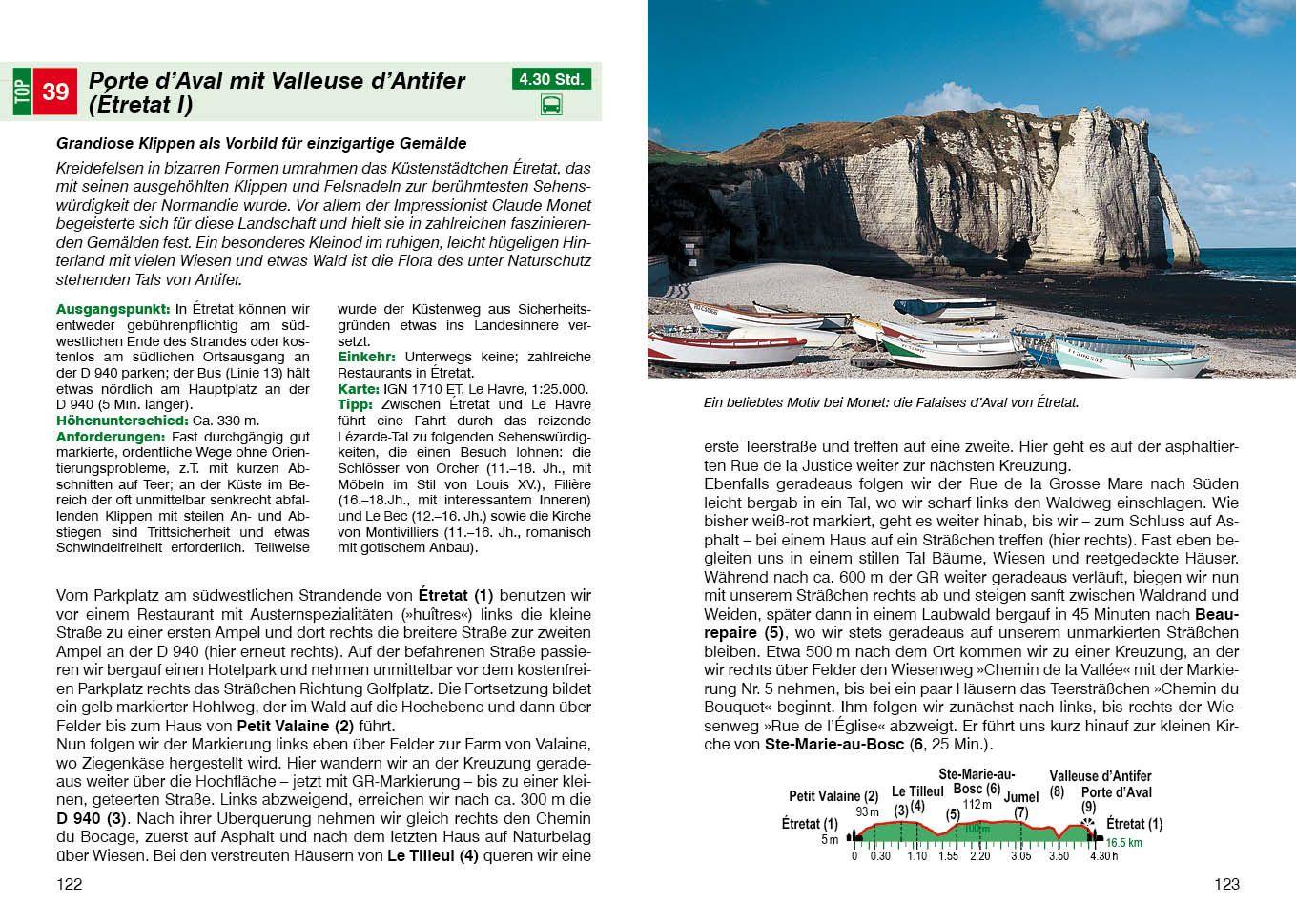 Beispielinhalt (Bild) ROTHER Wanderführer Normandie. 50 Touren an der Küste und im Landesinneren - vom Mont-Saint-Michel bis zur Côte d'Albâtre