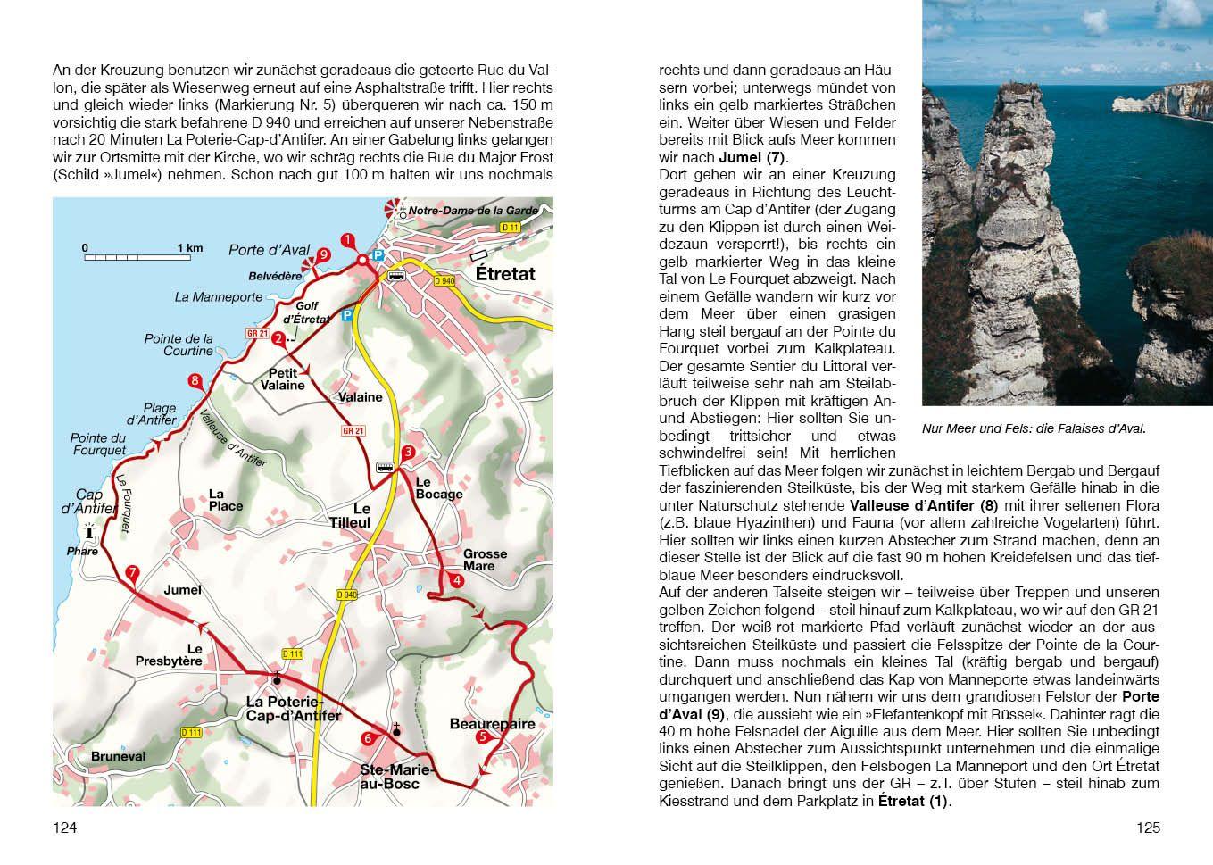 Beispielinhalt (Bild) ROTHER Wanderführer Normandie. 50 Touren an der Küste und im Landesinneren - vom Mont-Saint-Michel bis zur Côte d'Albâtre