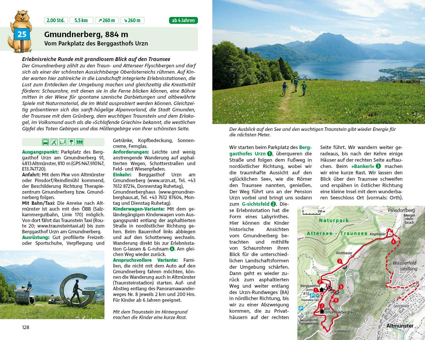 Beispielinhalt (Bild) ROTHER Wanderbuch ErlebnisWandern mit Kindern Salzkammergut. 40 Touren und viele Freizeittipps