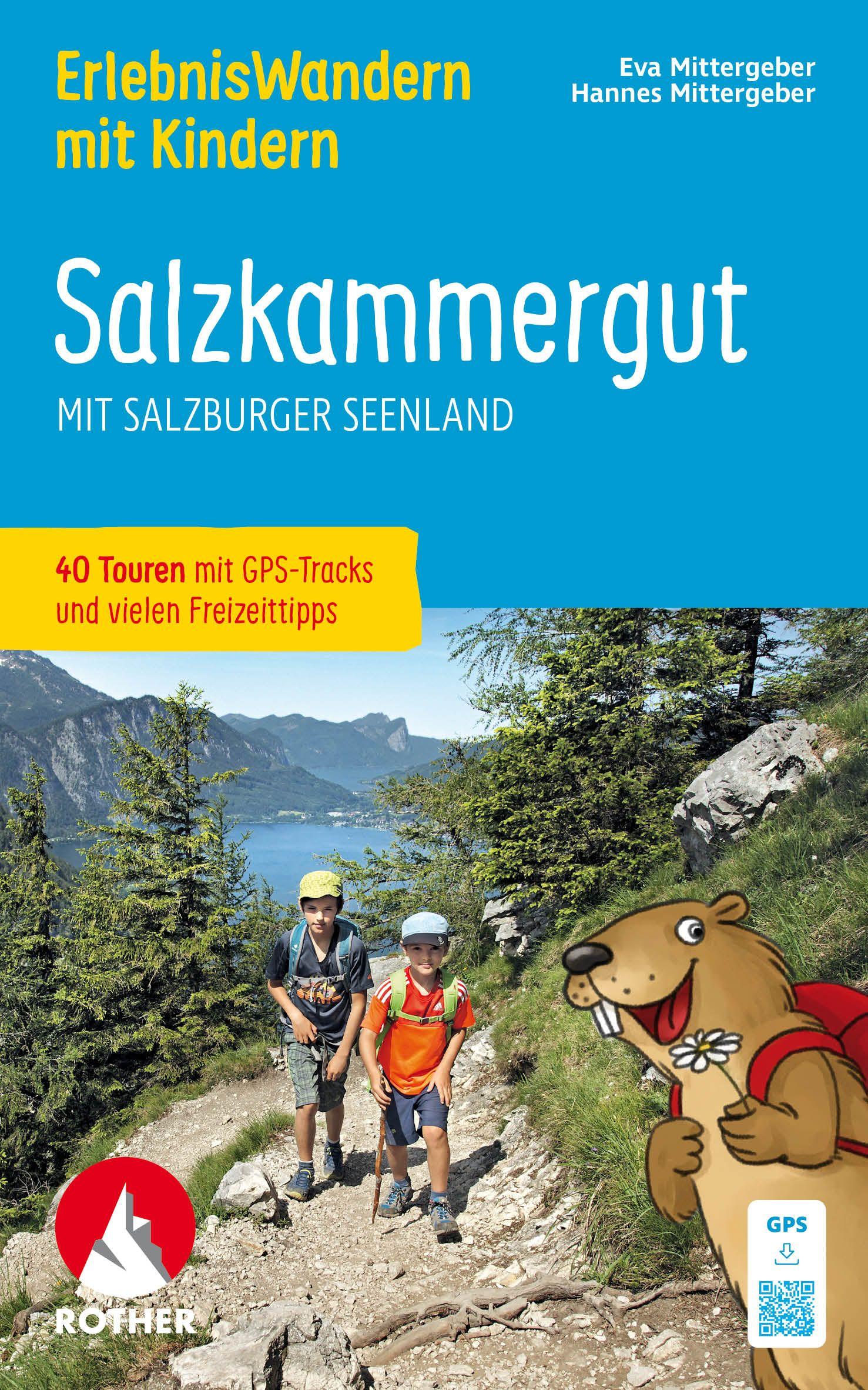 Vorderes Coverbild ROTHER Wanderbuch ErlebnisWandern mit Kindern Salzkammergut. 40 Touren und viele Freizeittipps