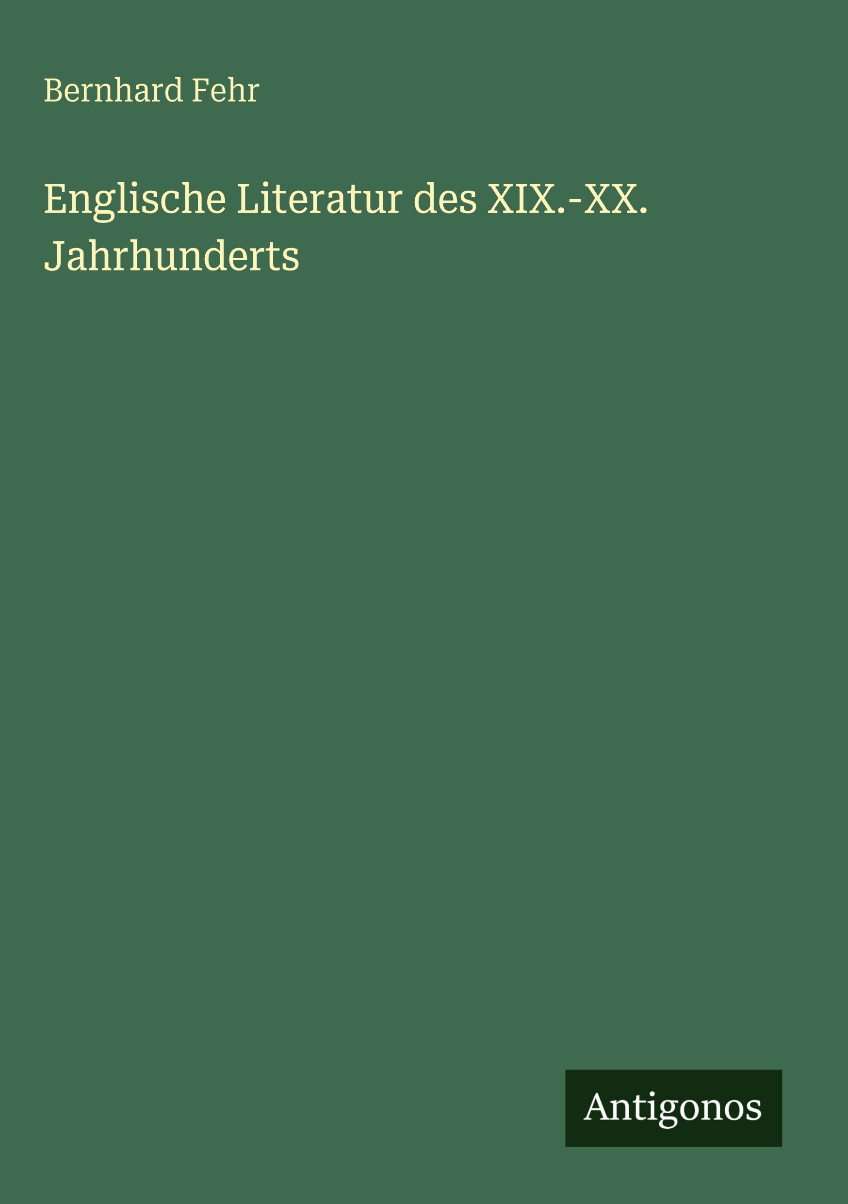 Vorderes Coverbild Englische Literatur des XIX.-XX. Jahrhunderts