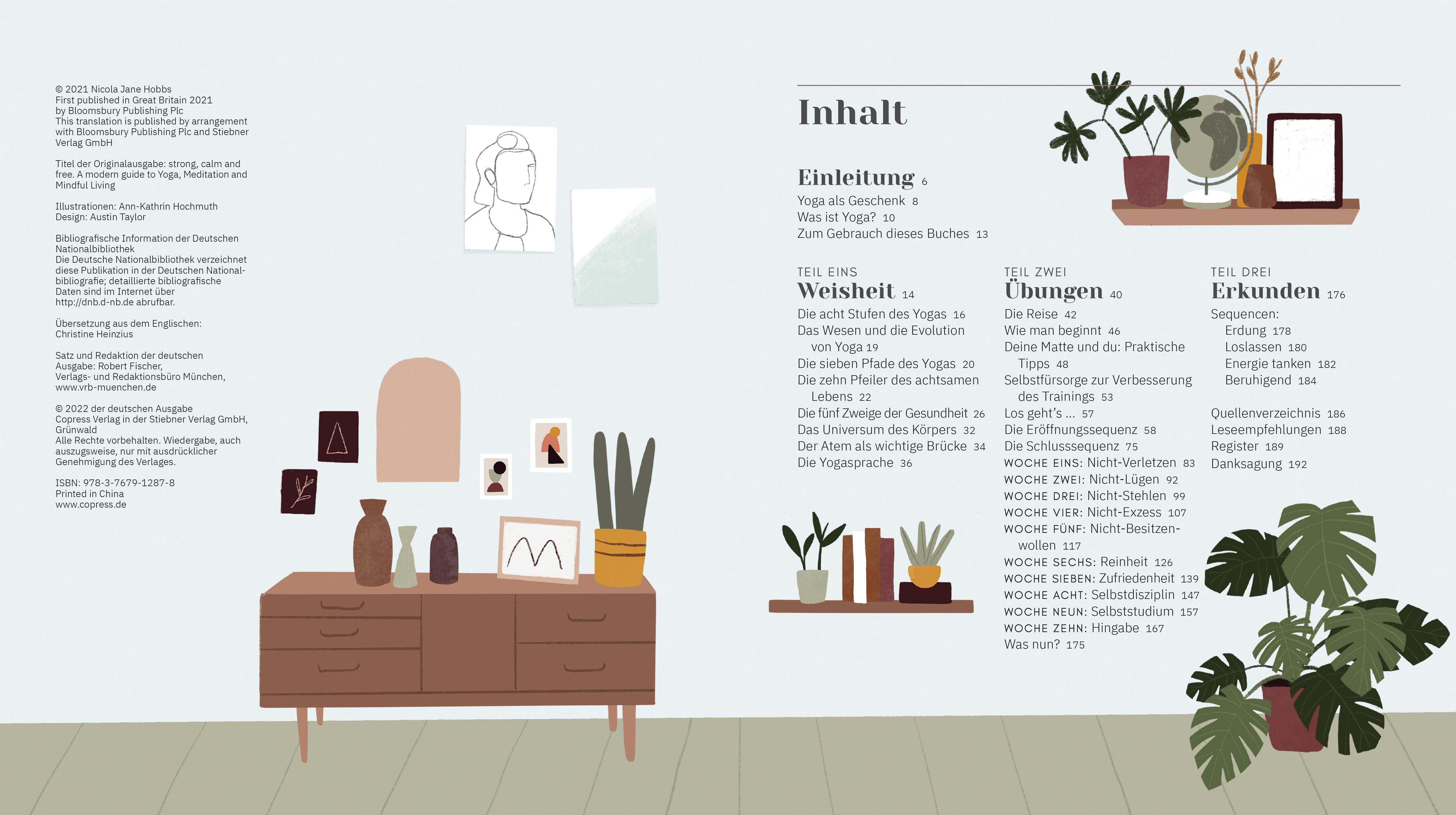 Beispielinhalt (Bild) Achtsam und stark. Zehn Wochen Yoga für mehr Kraft, Ruhe und Zufriedenheit.