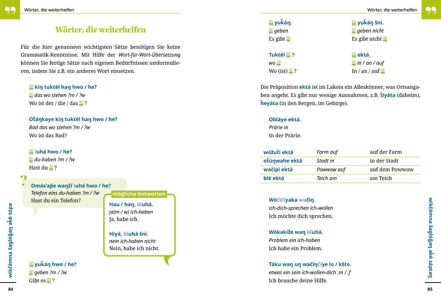 Beispielinhalt (Bild) Reise Know-How Sprachführer Lakota / Sioux - Wort für Wort