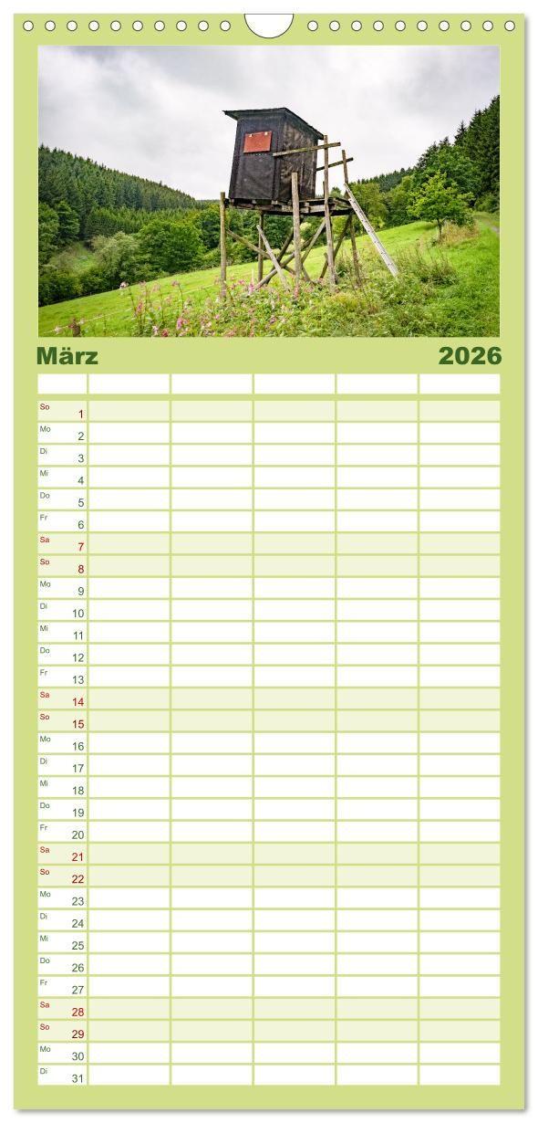 Beispielinhalt (Bild) Familienplaner 2026 - Nationalpark Eifel - Schöne Tage im Grünen mit 5 Spalten (Wandkalender, 21 x 45 cm) CALVENDO