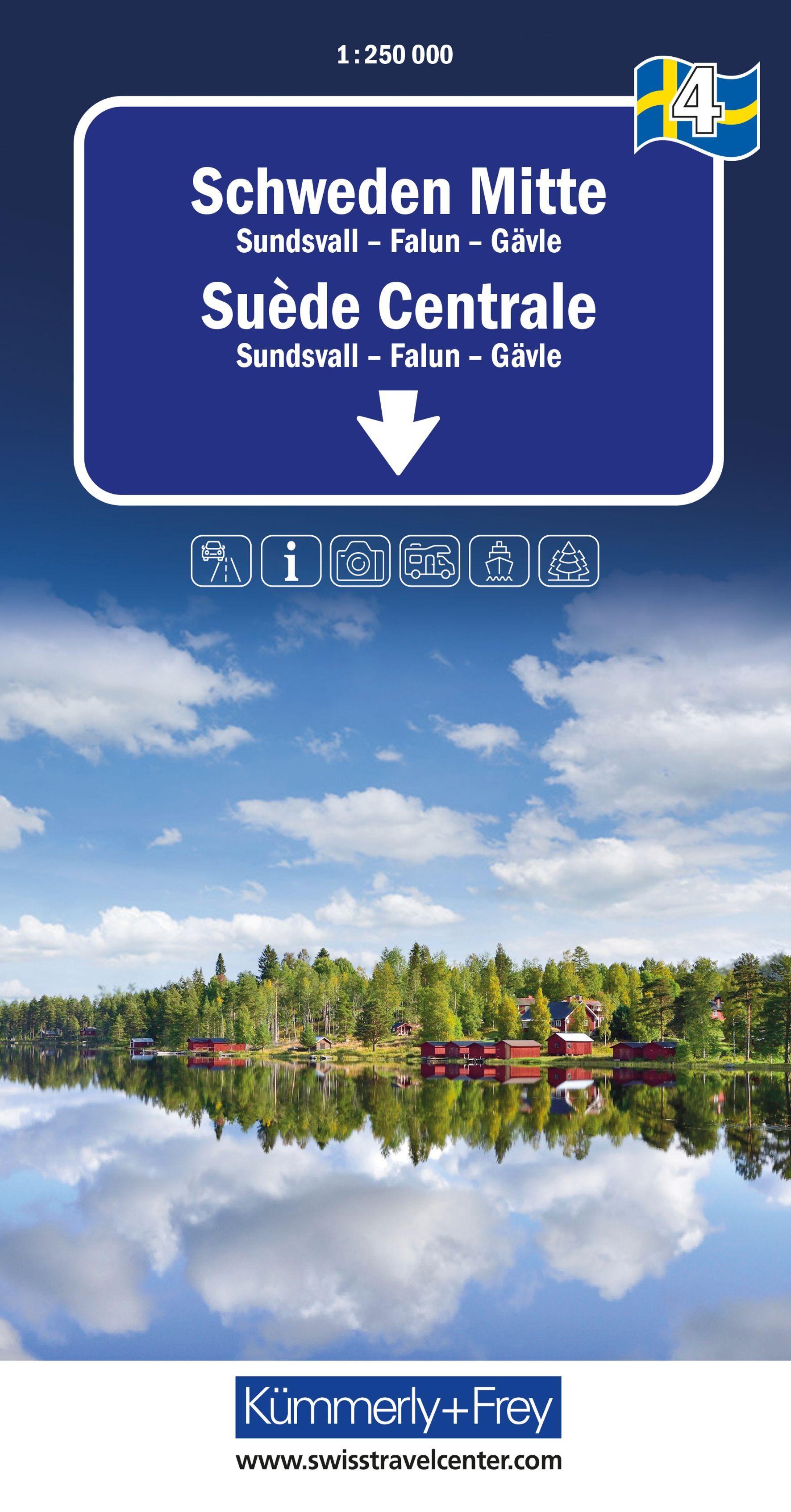 Vorderes Coverbild Kümmerly+Frey Regional-Strassenkarte 4 Schweden Mitte 1:250.000