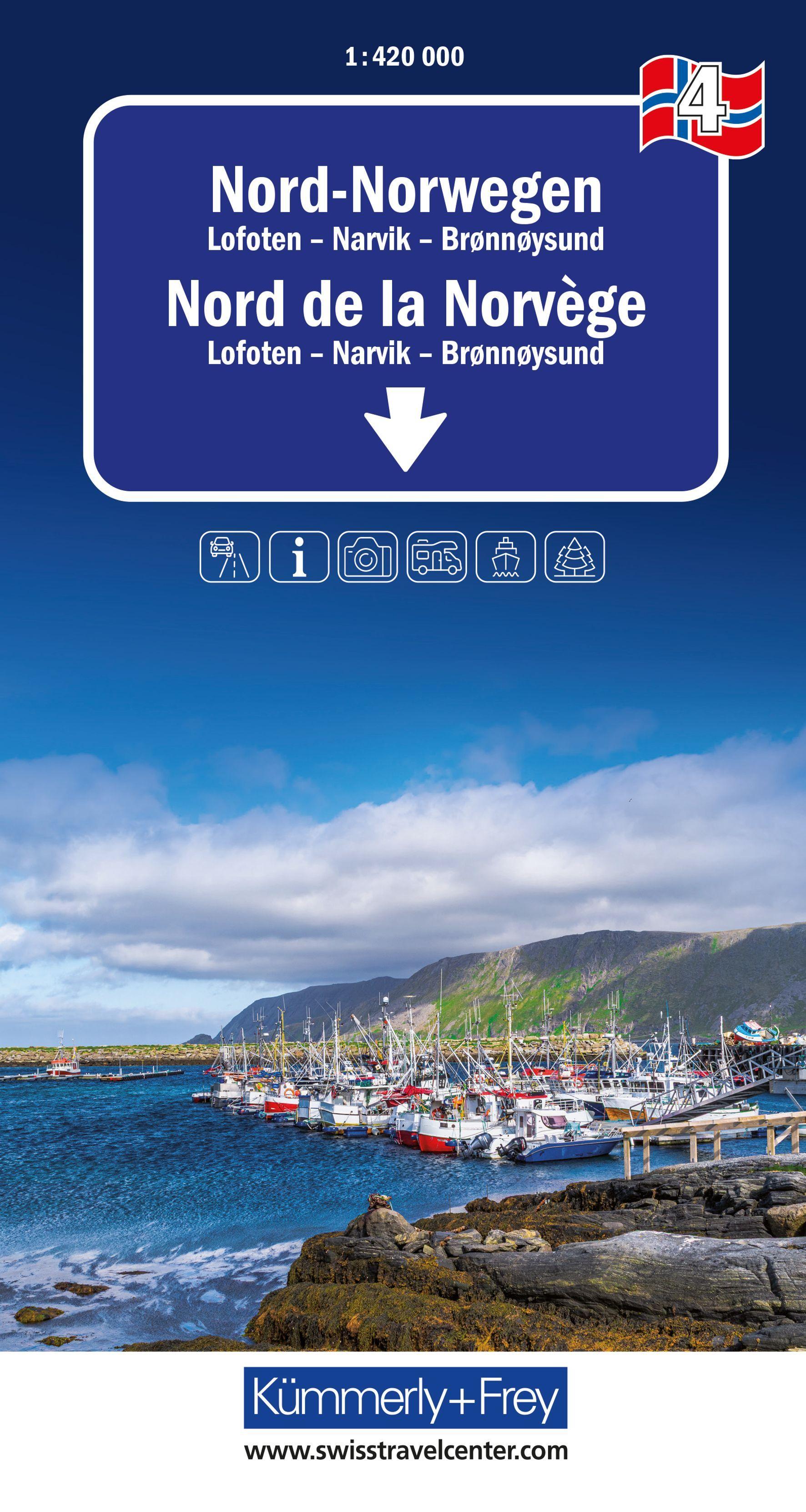 Vorderes Coverbild Kümmerly+Frey Regional-Strassenkarte 4 Nord-Norwegen 1:420.000