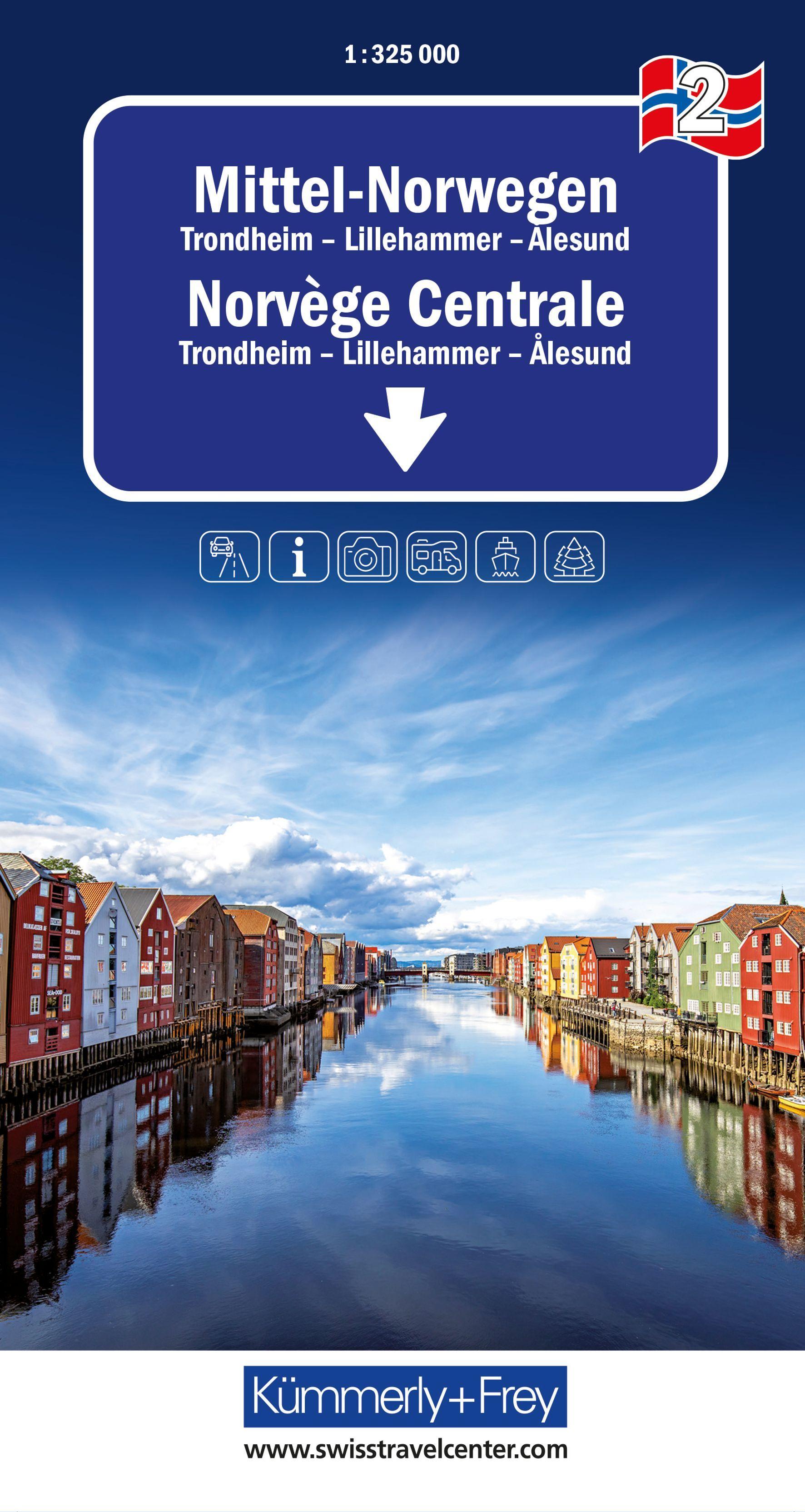 Vorderes Coverbild Kümmerly+Frey Regional-Strassenkarte 2 Mittel-Norwegen 1:325.000