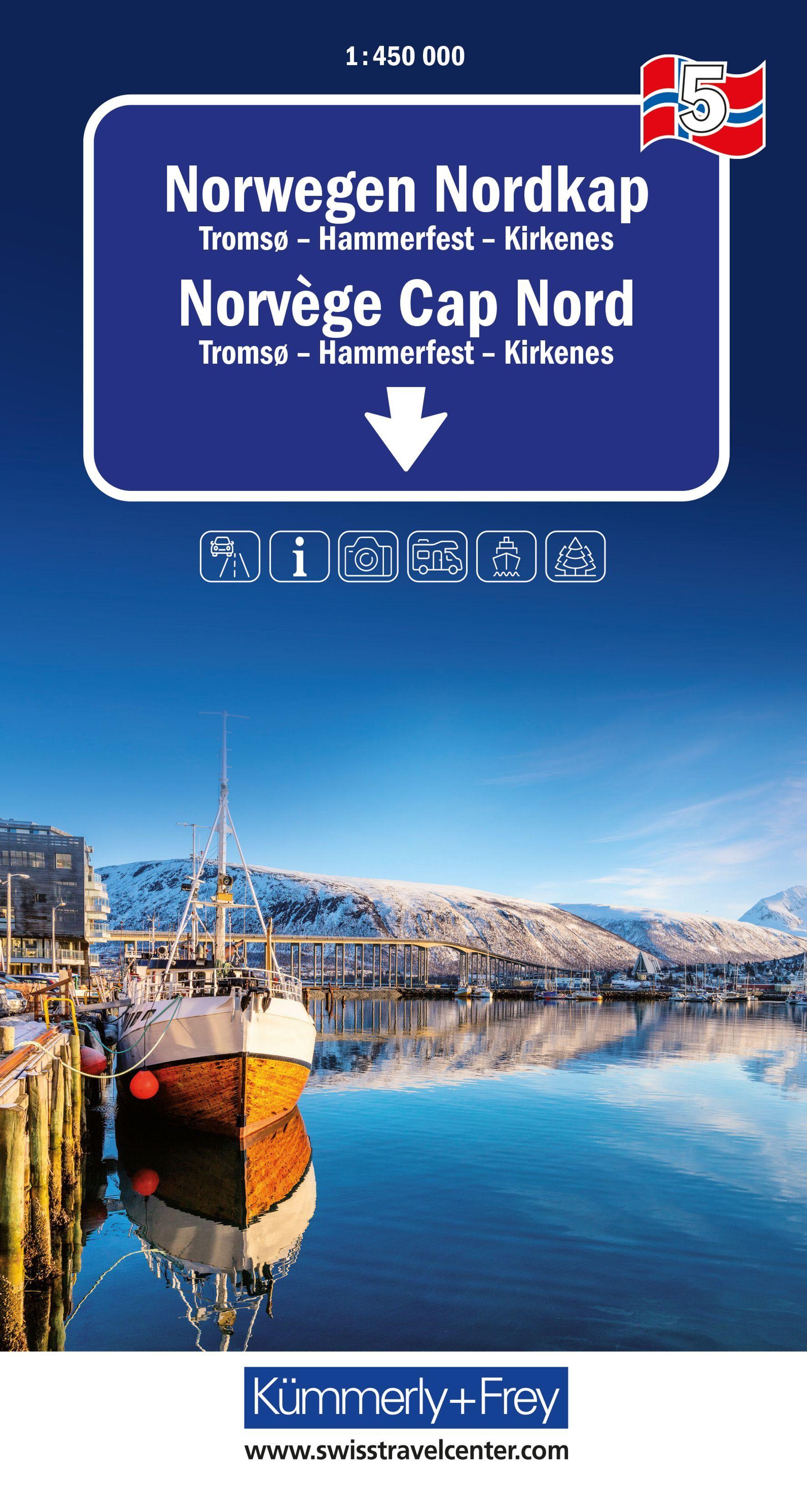 Vorderes Coverbild Kümmerly+Frey Regional-Strassenkarte 5 Norwegen Nordkap 1:450.000