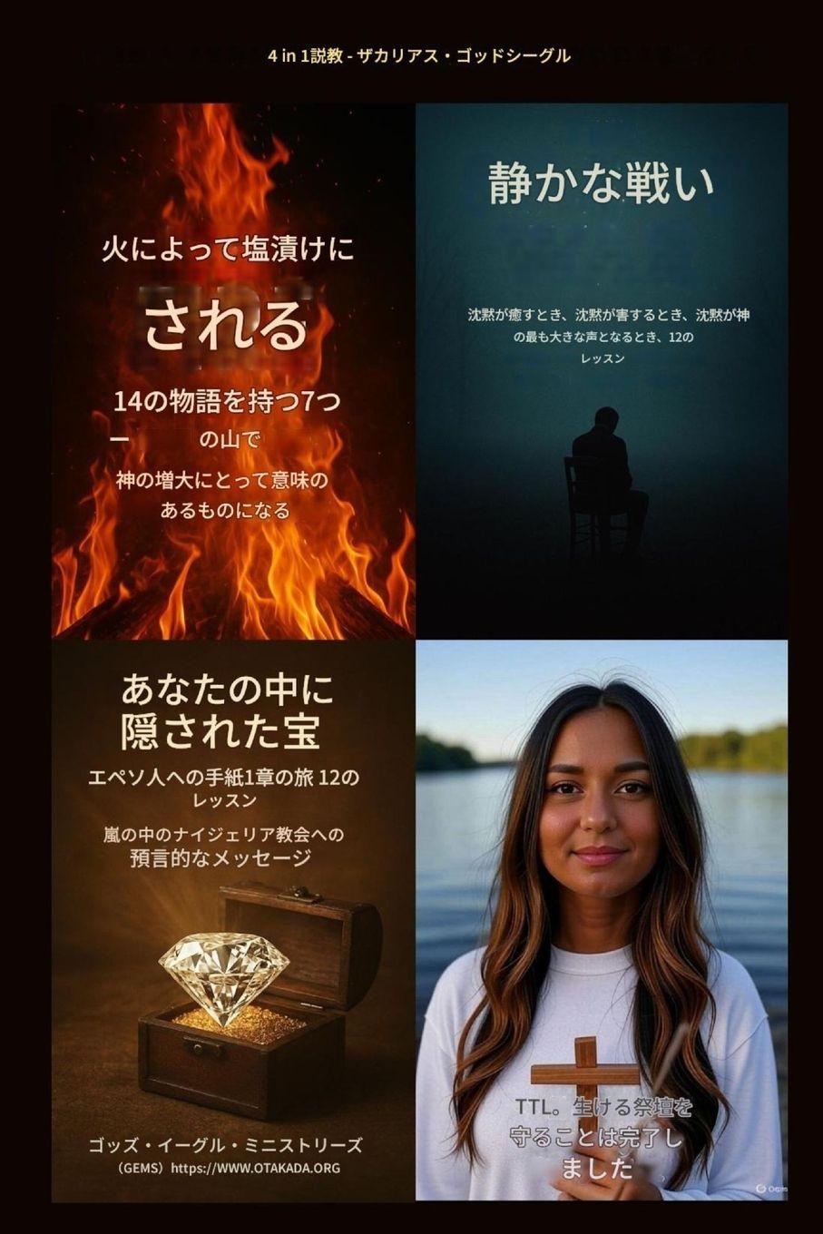 Vorderes Coverbild ゴッドシーグルによる 4 in 1 説教（音声リンク付き）