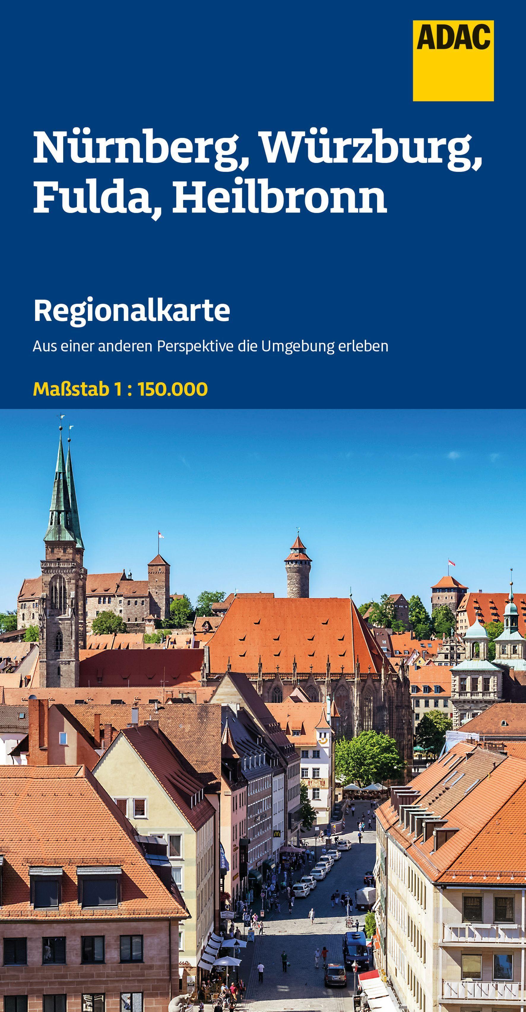Vorderes Coverbild ADAC Regionalkarte 12 Nürnberg, Würzburg, Fulda, Heilbronn 1:150.000