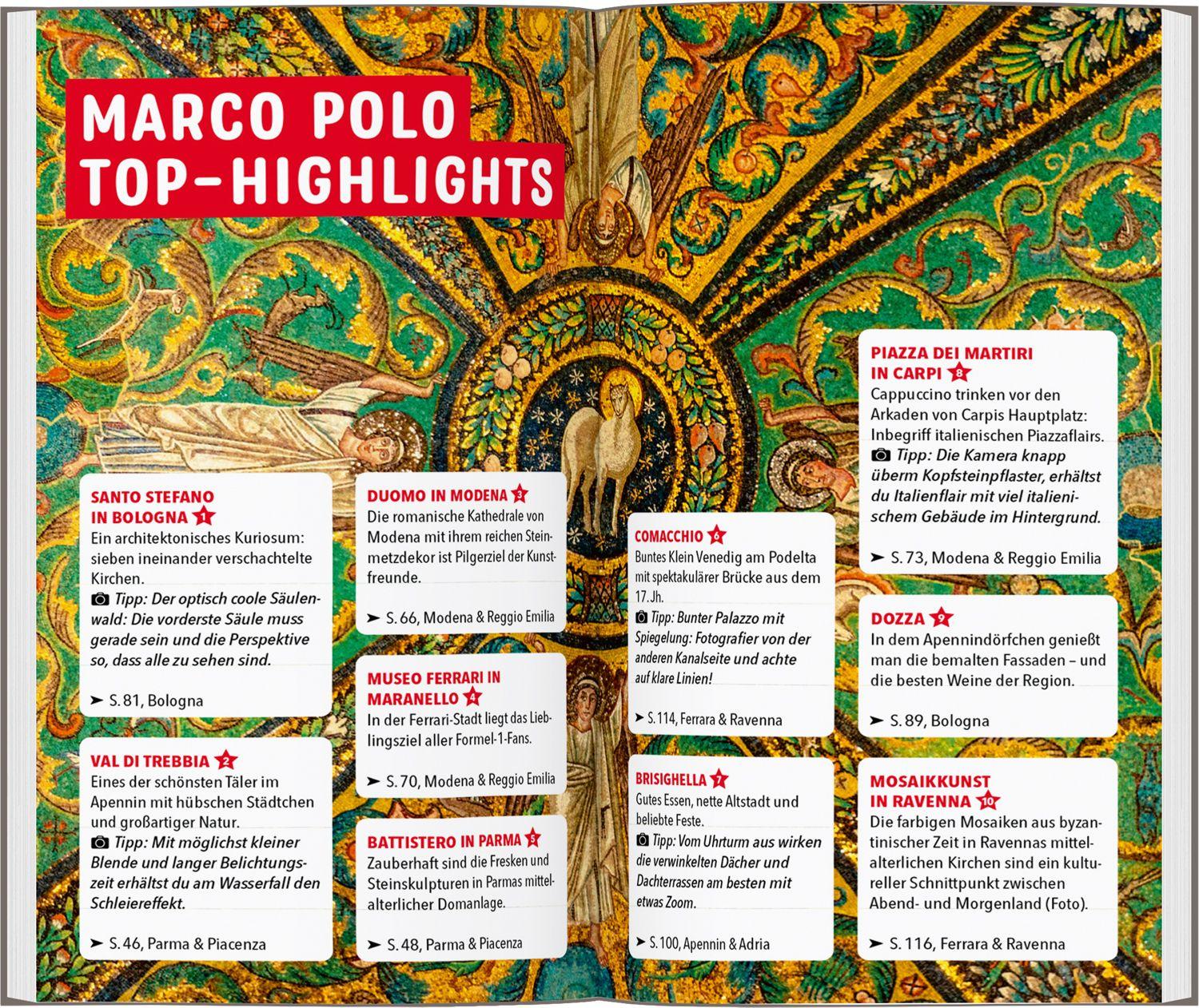 Beispielinhalt (Bild) MARCO POLO Reiseführer Emilia-Romagna, Bologna, Parma, Ravenna