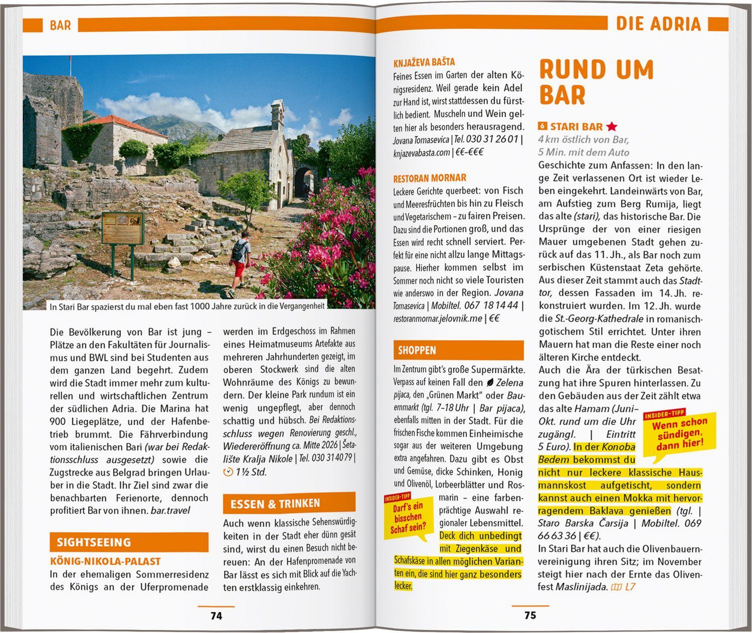 Beispielinhalt (Bild) MARCO POLO Reiseführer Montenegro